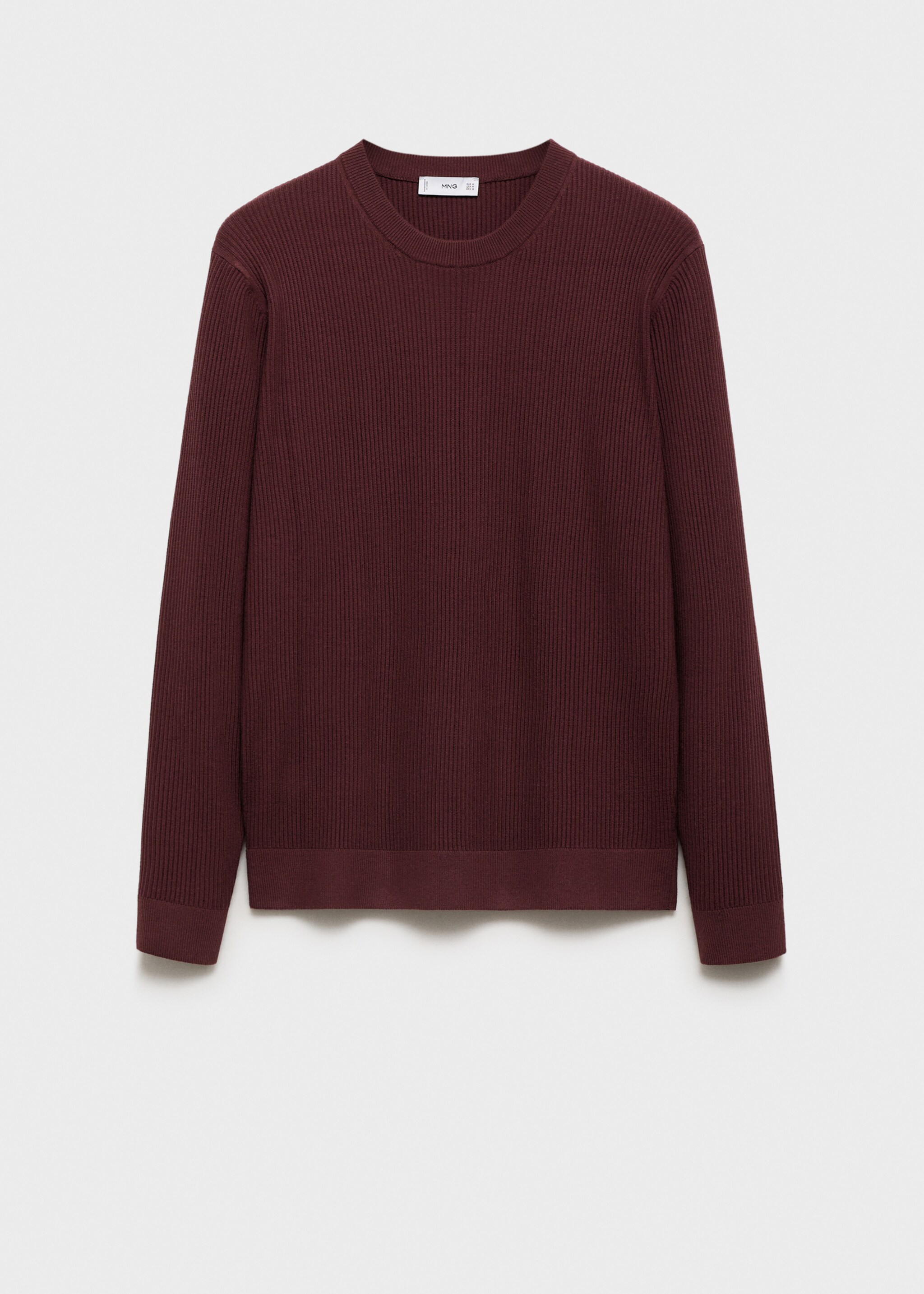 Fine rib-knit cotton sweater - Article without model, Burgundy. Ref: 87010610-00.