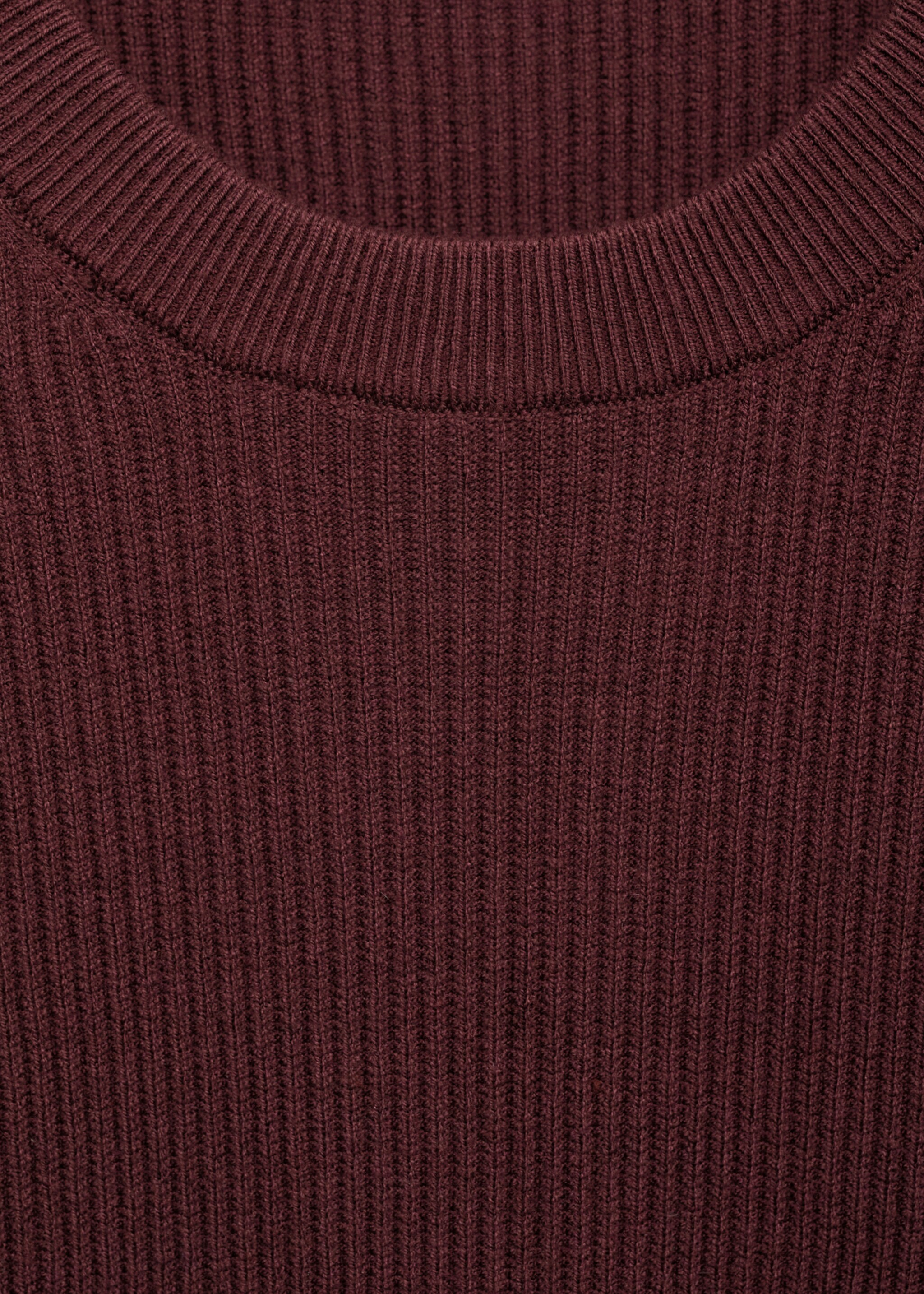 Fine rib-knit cotton sweater - Details of the article 8, Burgundy. Ref: 87010610-00.