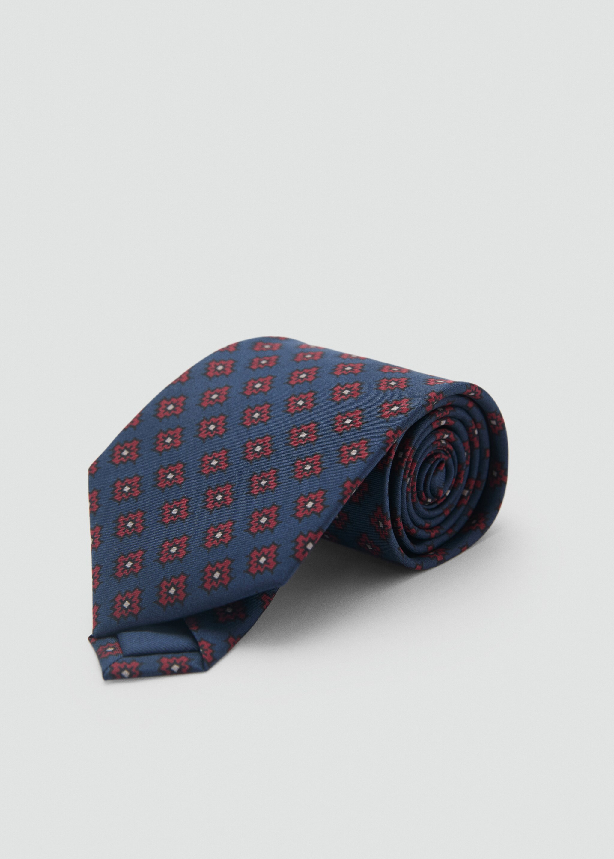 Geometric patterned silk tie - Medium plane, Dark Navy. Ref: 87010618-00.