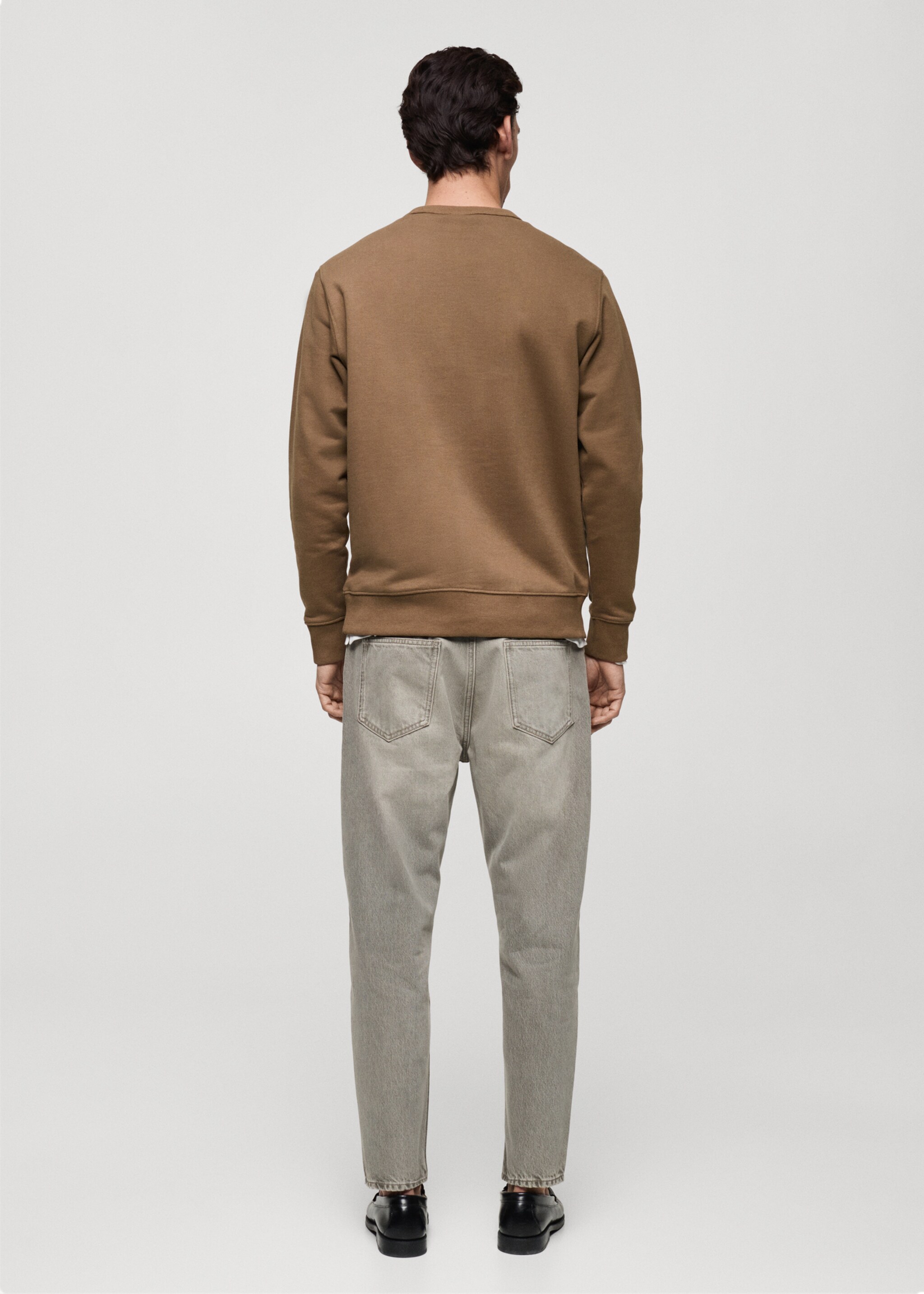 Regular-fit cotton sweatshirt - Reverse of the article, Medium Brown. Ref: 87010620-00.