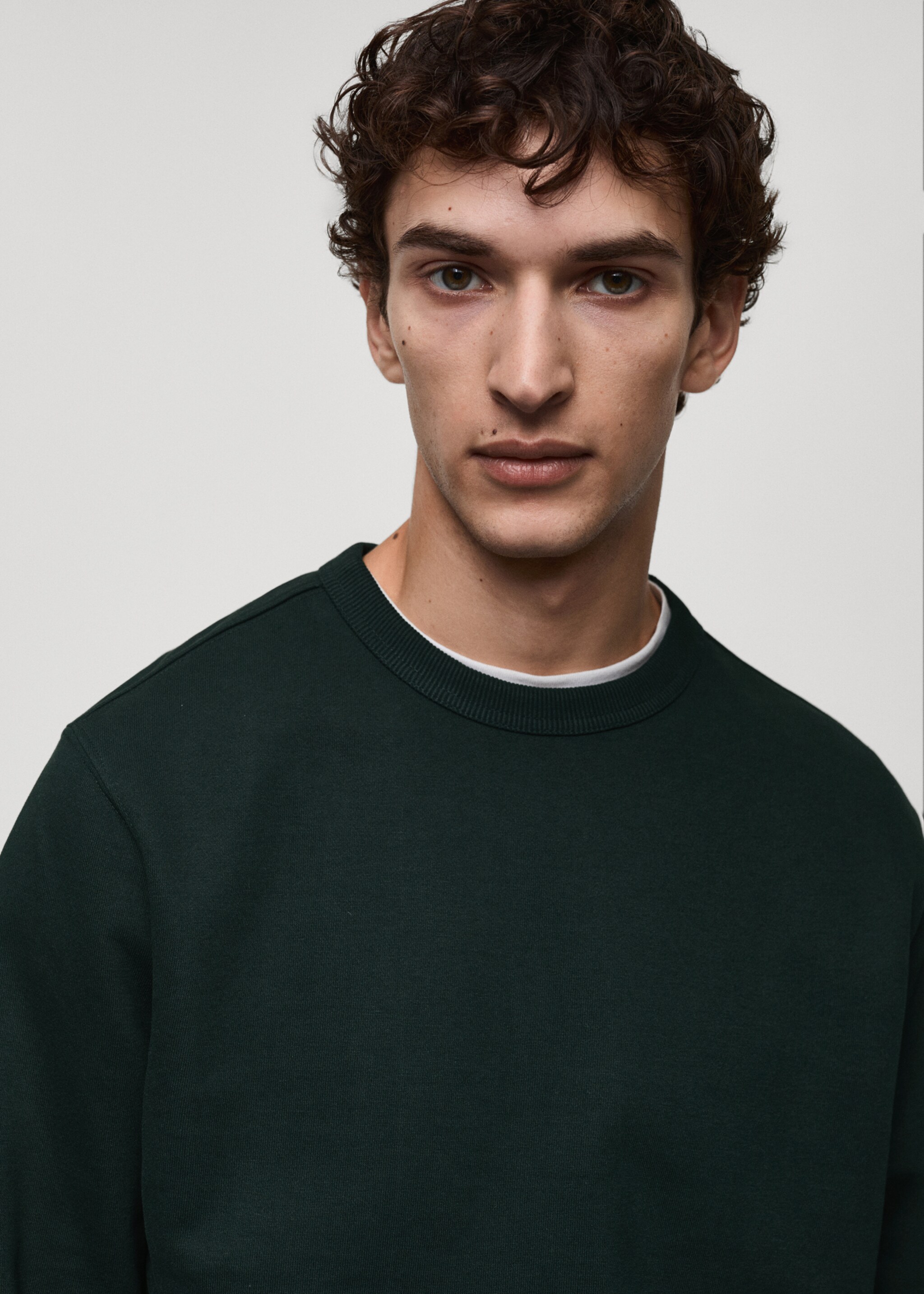 Regular-fit cotton sweatshirt - Details of the article 1, Green. Ref: 87010620-00.