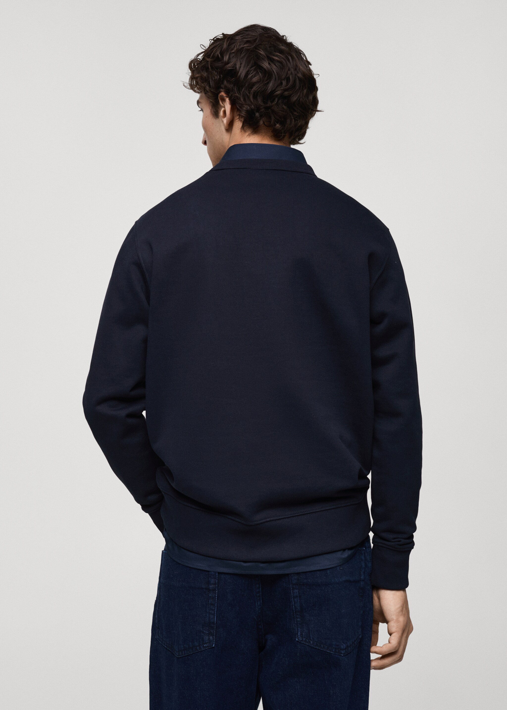 Regular-fit cotton sweatshirt - Reverse of the article, Dark Navy. Ref: 87010620-00.