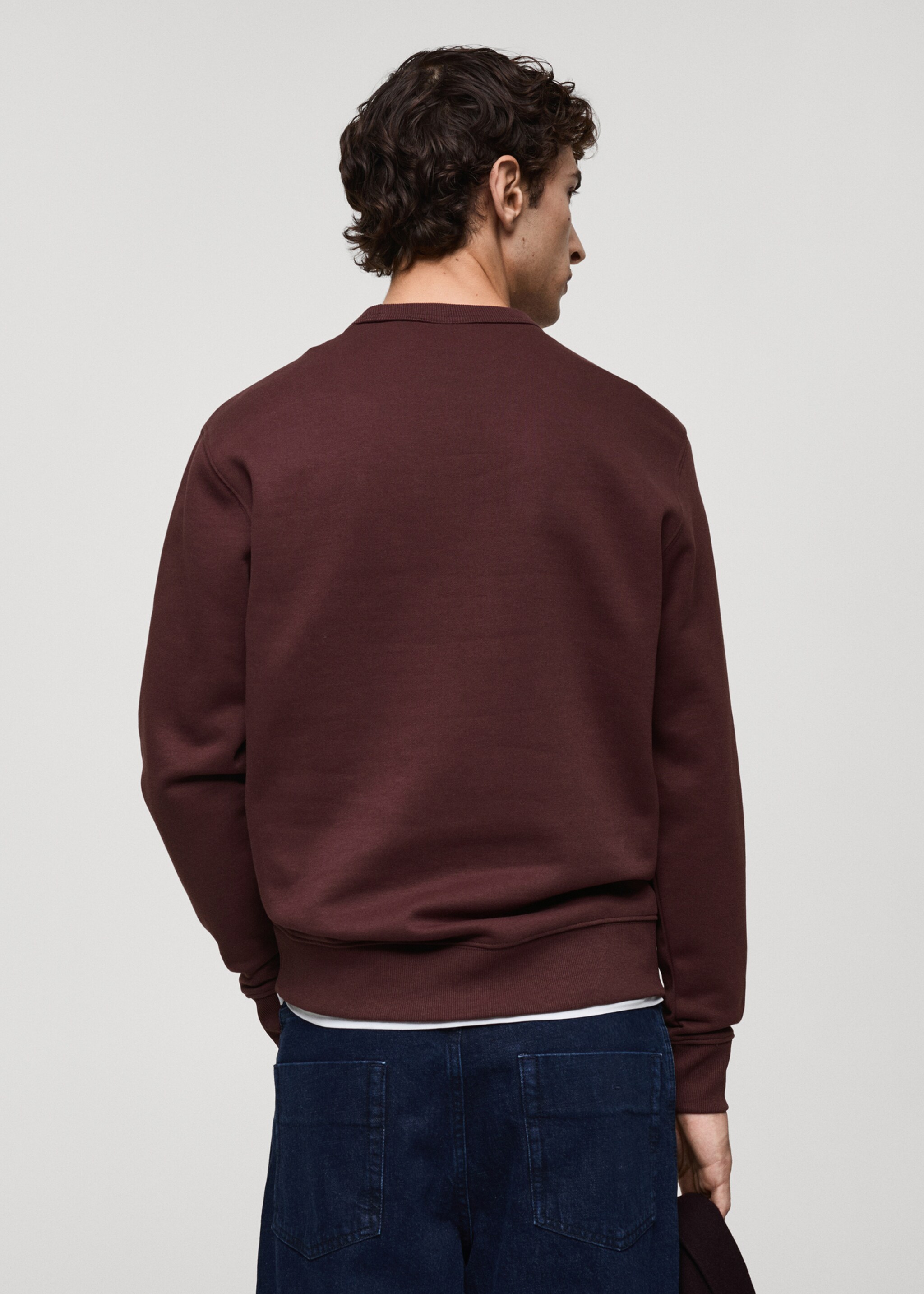 Regular-fit cotton sweatshirt - Reverse of the article, Burgundy. Ref: 87010620-00.
