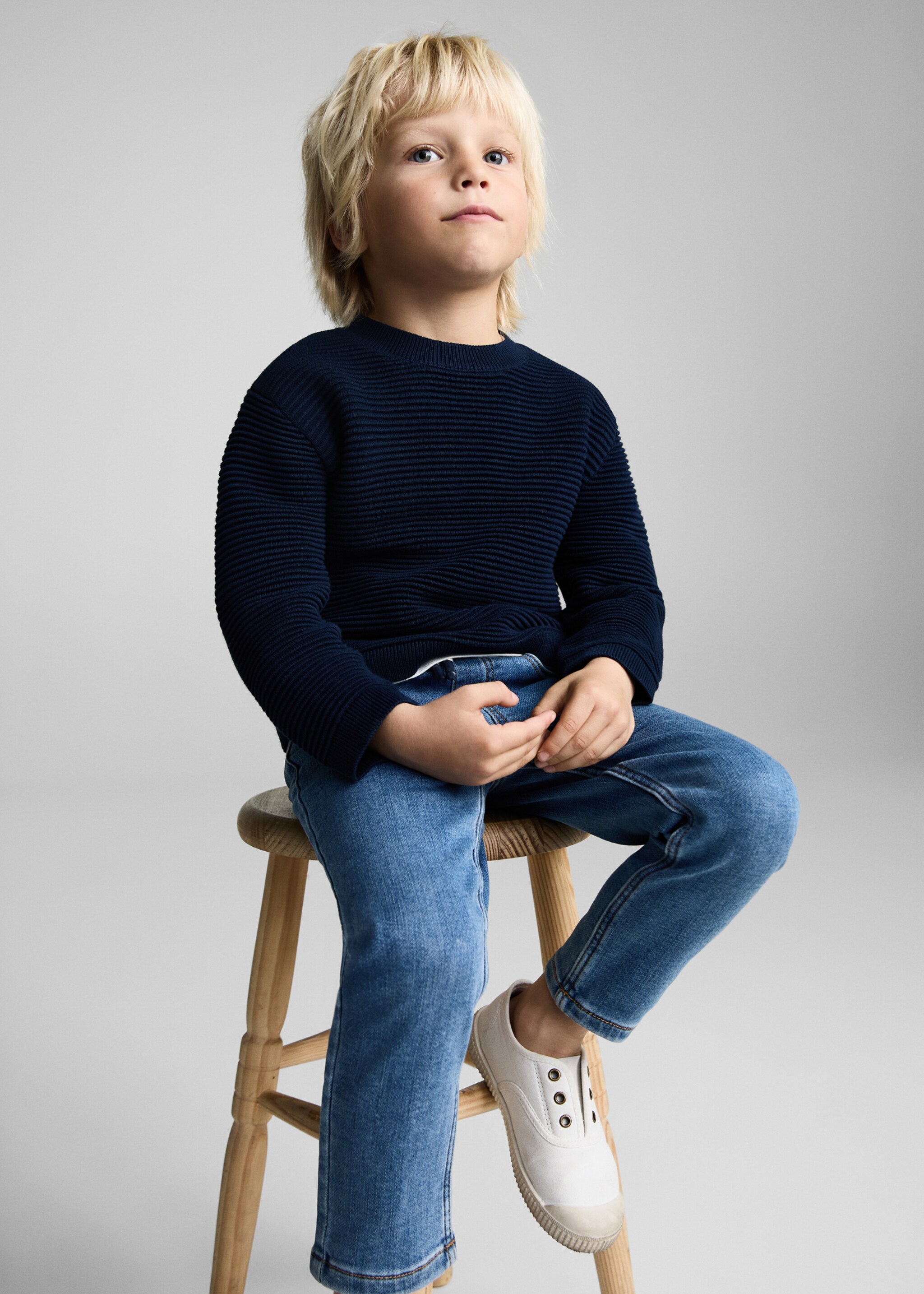 Lace drawstring waist jeans - Medium plane, Medium Blue. Ref: 87010623-00.