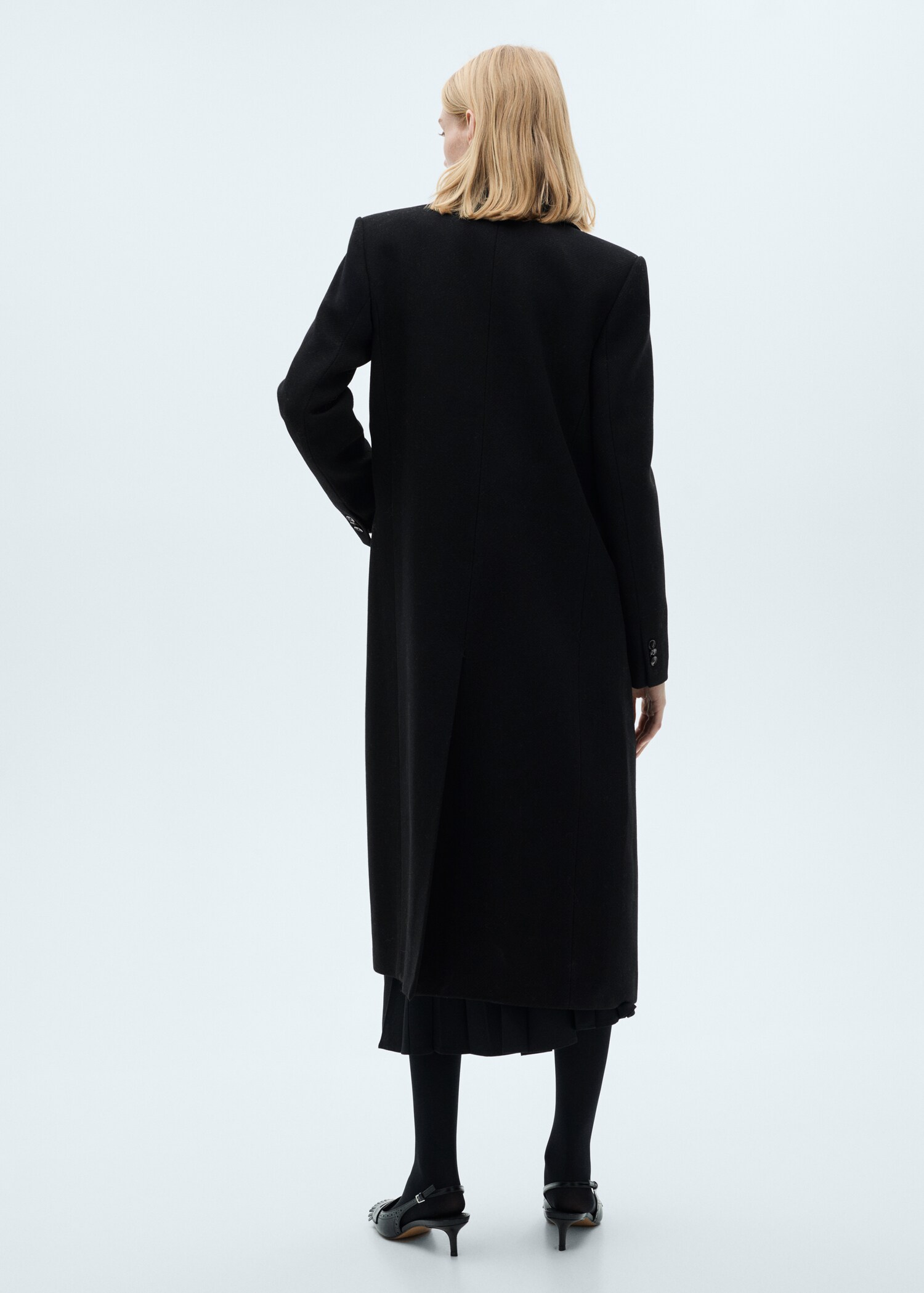 Long structured wool coat - Reverse of the article