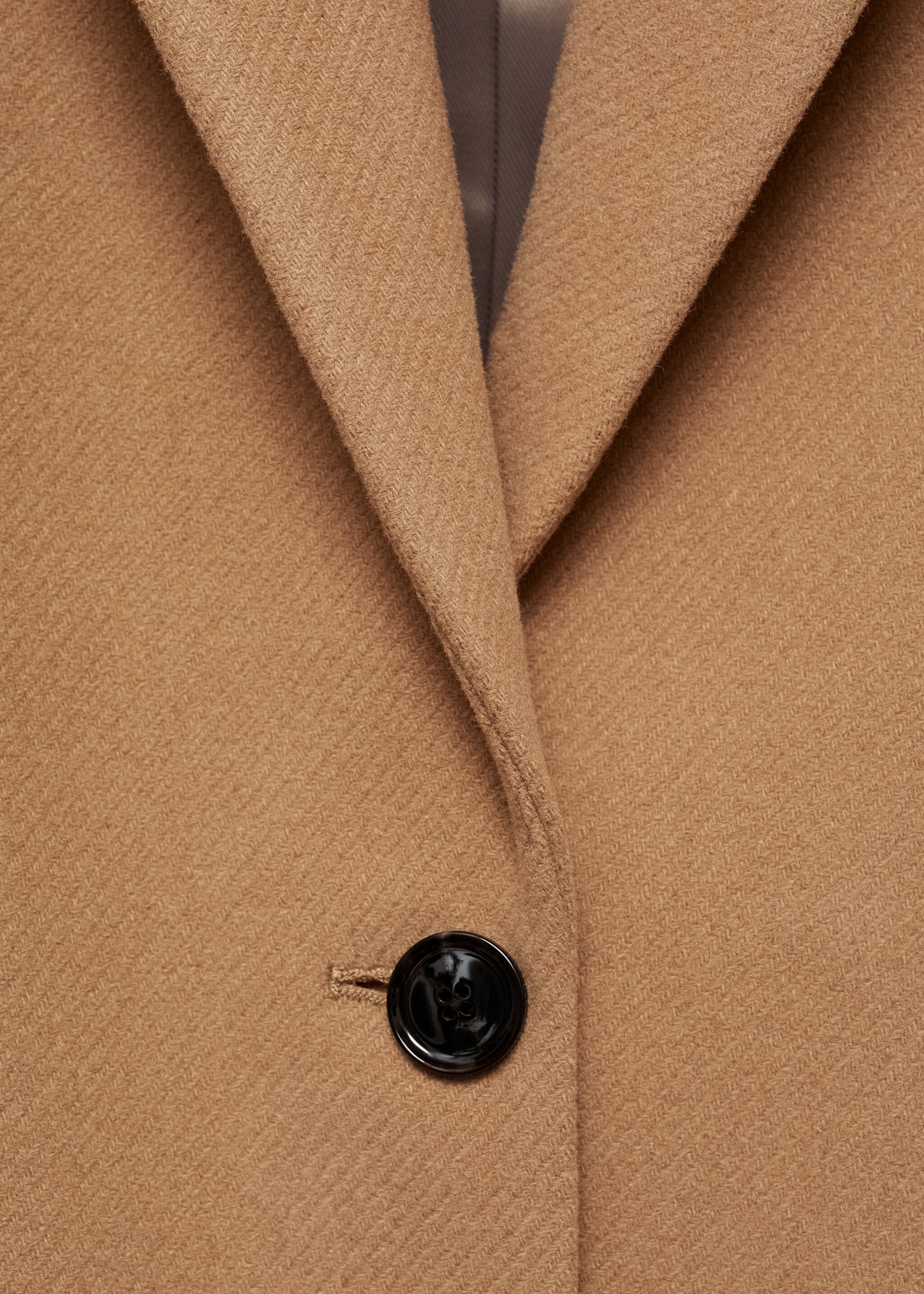 Long structured wool coat - Details of the article 0, Medium Brown. Ref: 87010626-00.