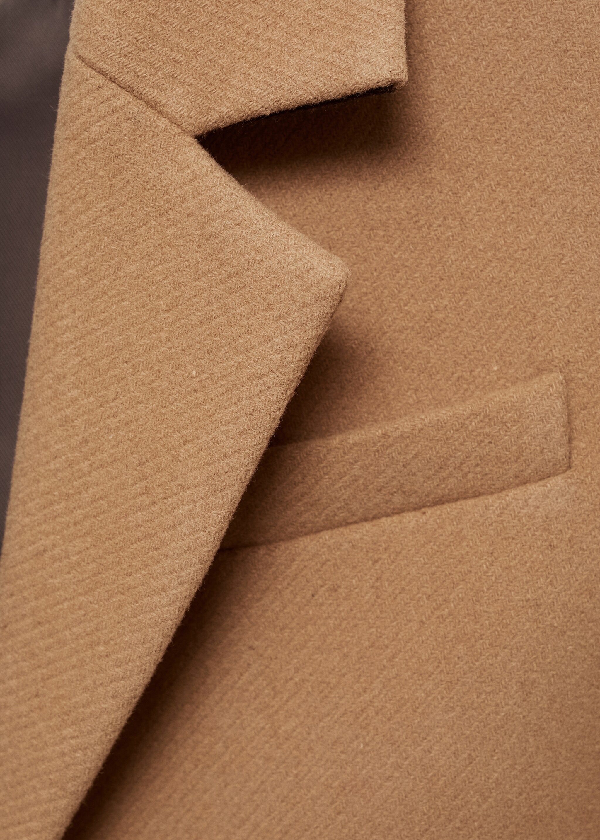 Long structured wool coat - Details of the article 8, Medium Brown. Ref: 87010626-00.