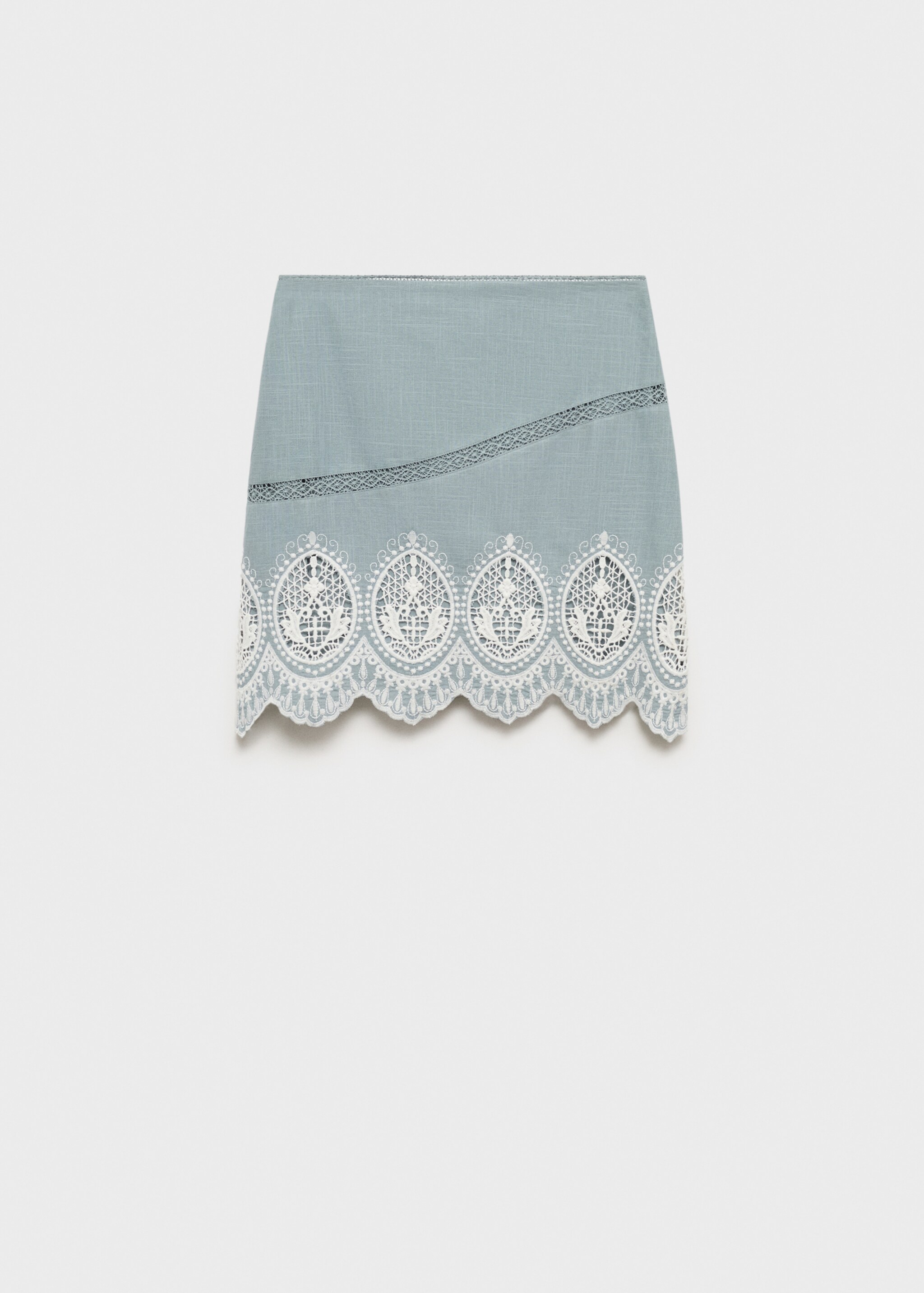 Falda algodón bajo bordado - Artículo sin modelo, Azul. Ref: 87010628-00.