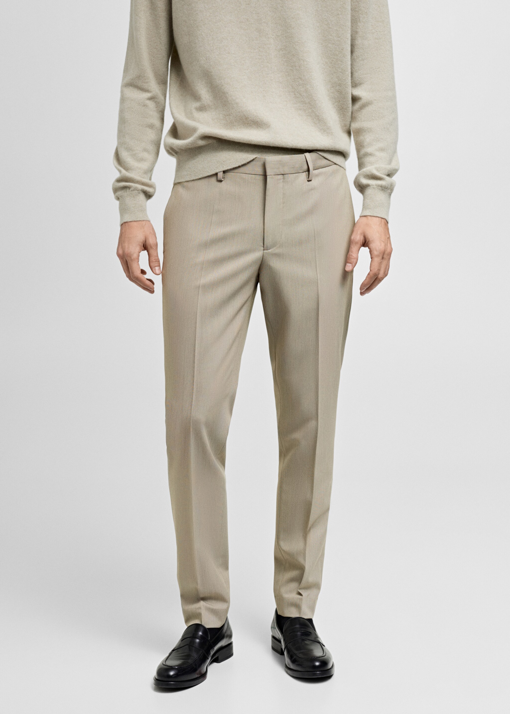 Pantalon costume Parí super slim-fit - Plan moyen, Beige. Ref: 87010630-00.
