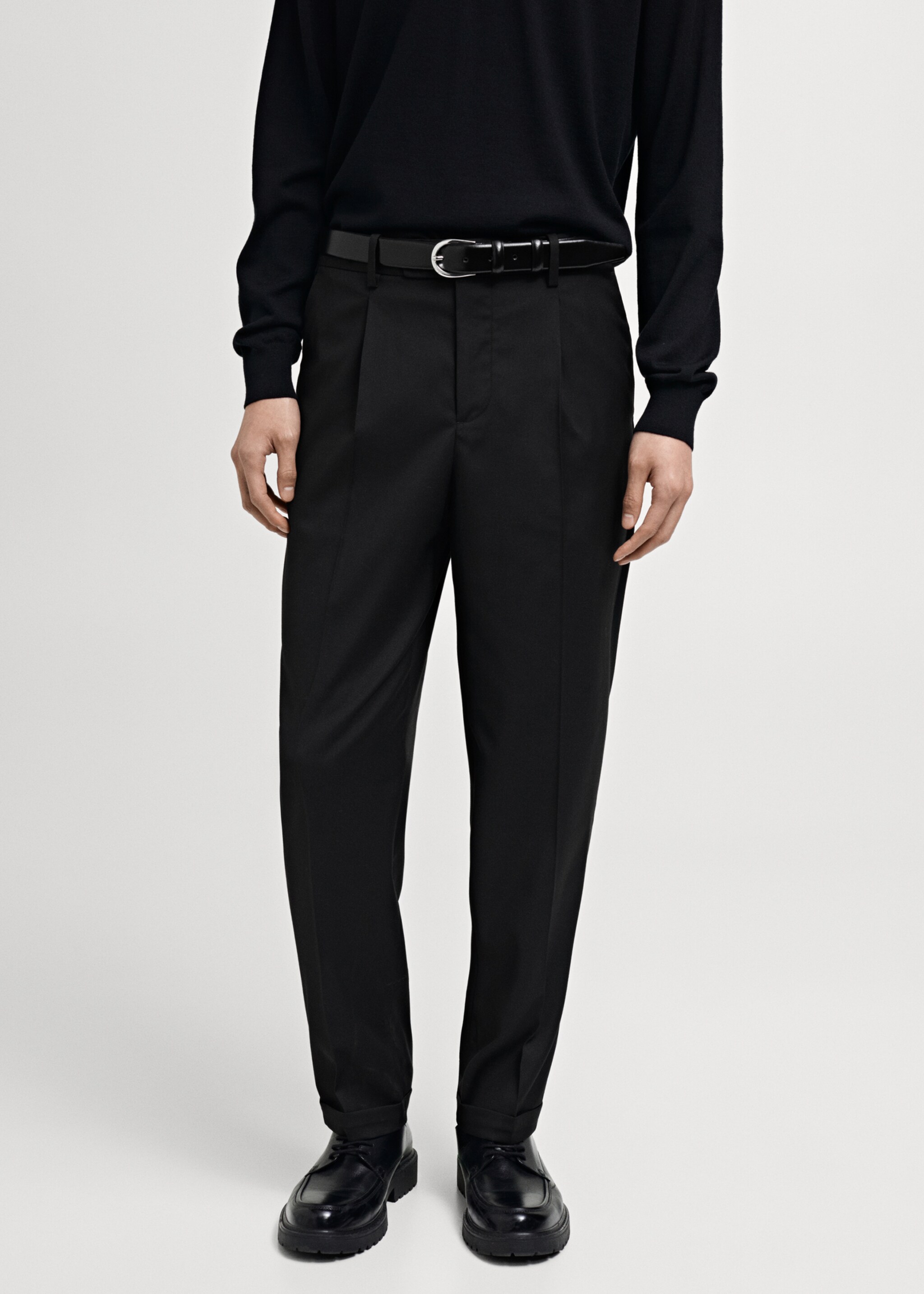 Pantalons vestit Boston regular fit - Pla mig, Negre. Ref: 87010631-00.