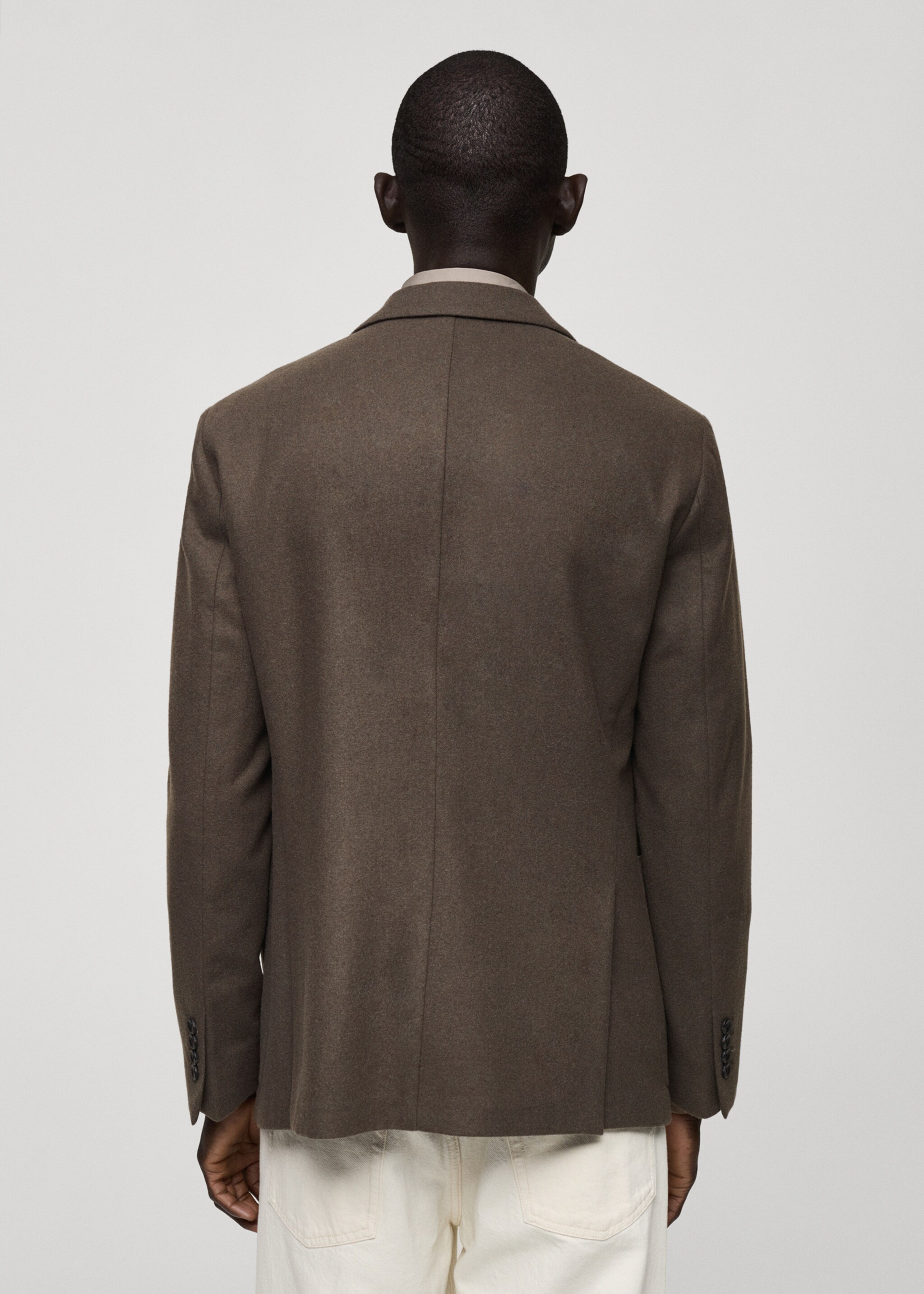 Slim-Fit-Blazer aus Wollgemisch - Rückseite des Artikels, Khaki. Ref: 87010633-00.