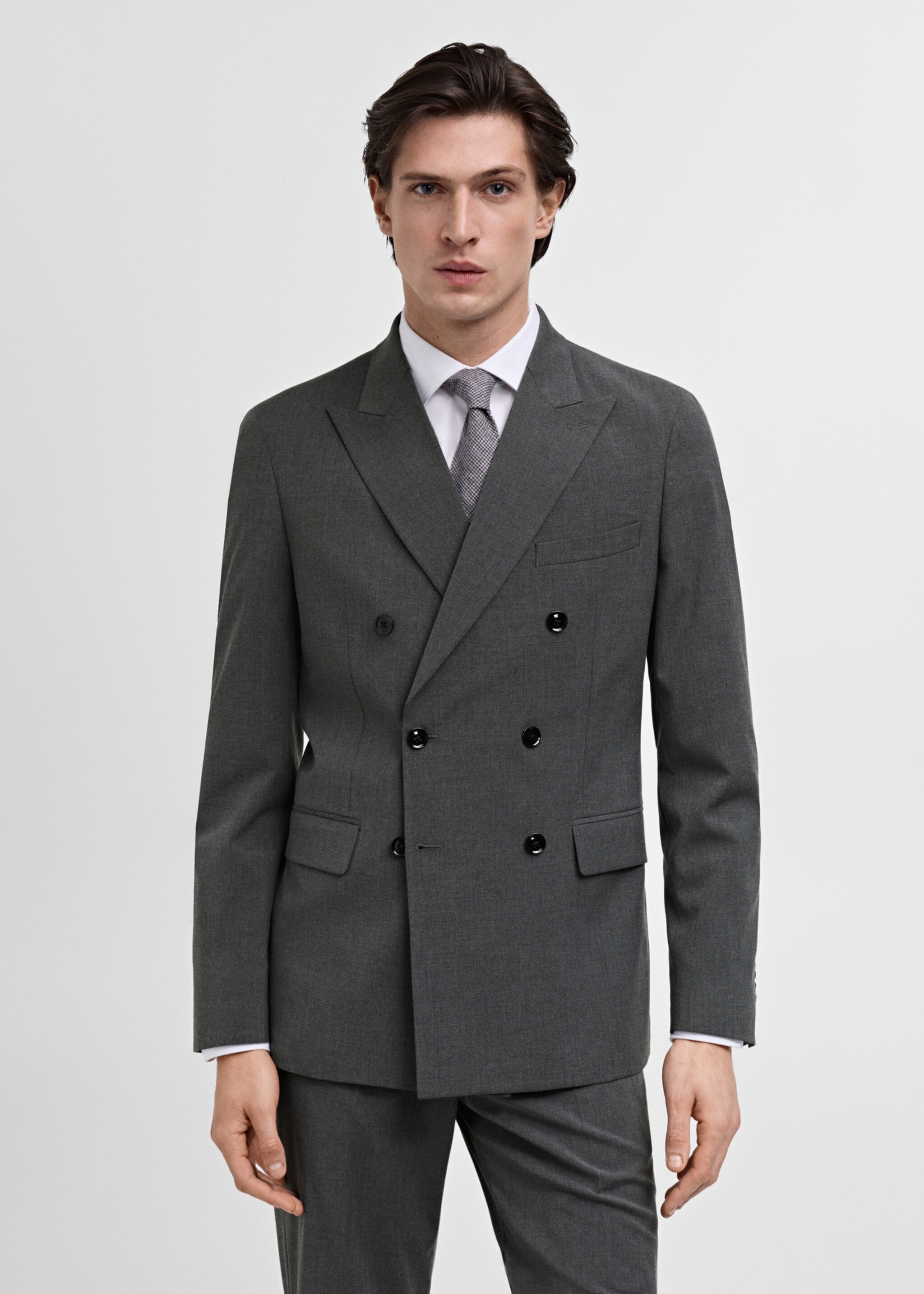 Americana vestit Mònaco creuada slim fit - Pla mig, Gris. Ref: 87010636-00.