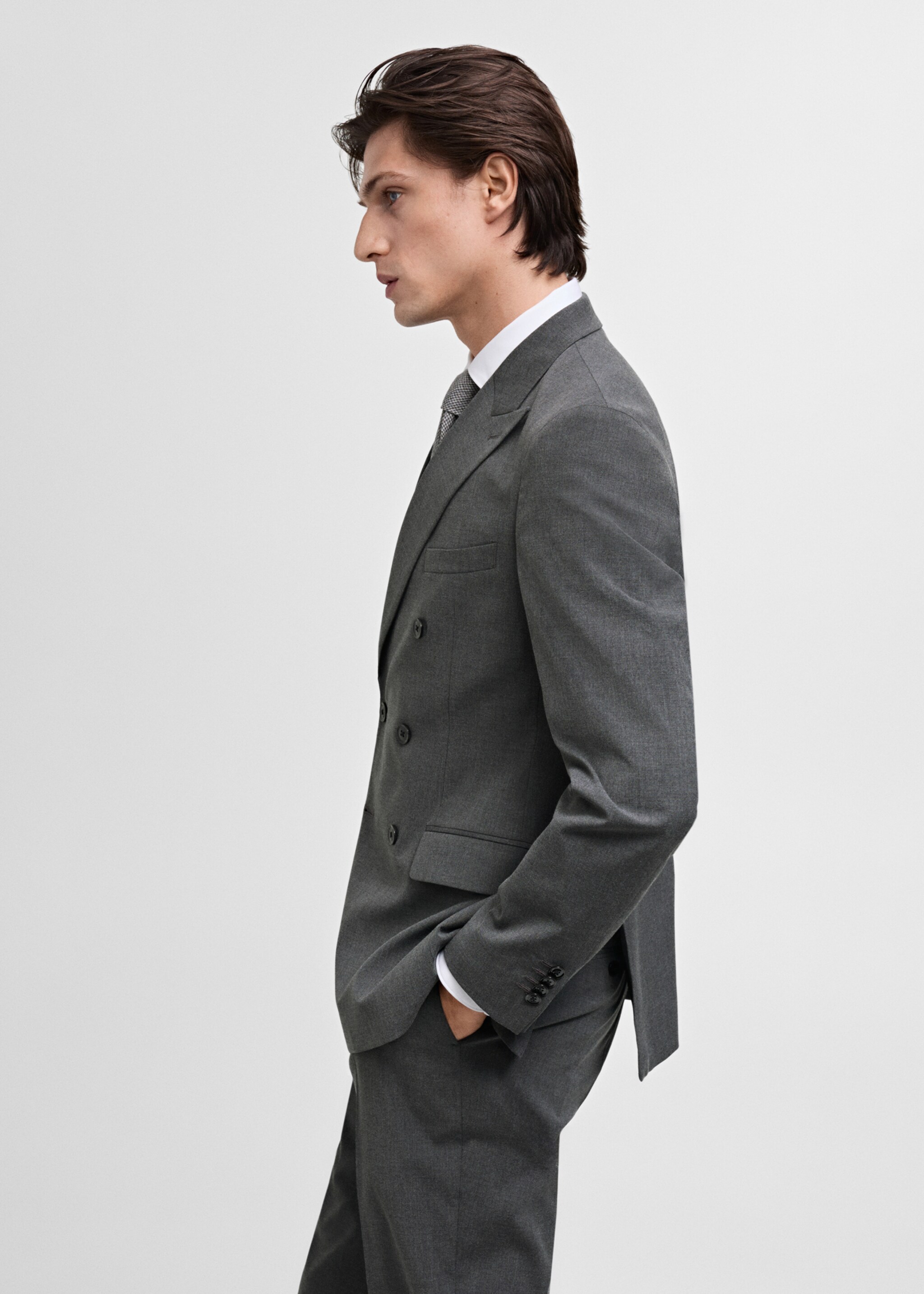 Americana vestit Mònaco creuada slim fit - Detall de l'article 2, Gris. Ref: 87010636-00.