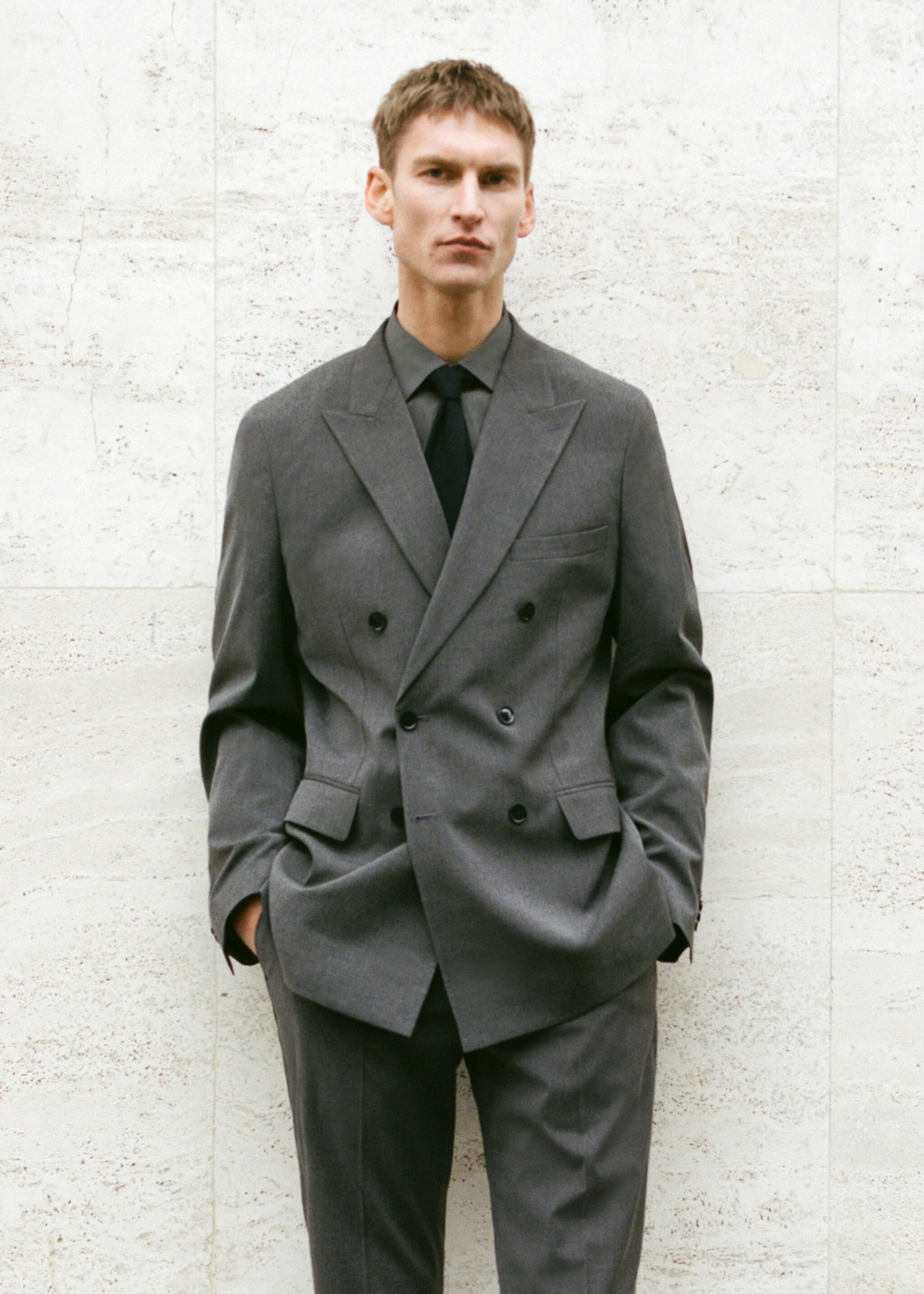 Americana vestit Mònaco creuada slim fit - Detall de l'article 3, Gris. Ref: 87010636-00.