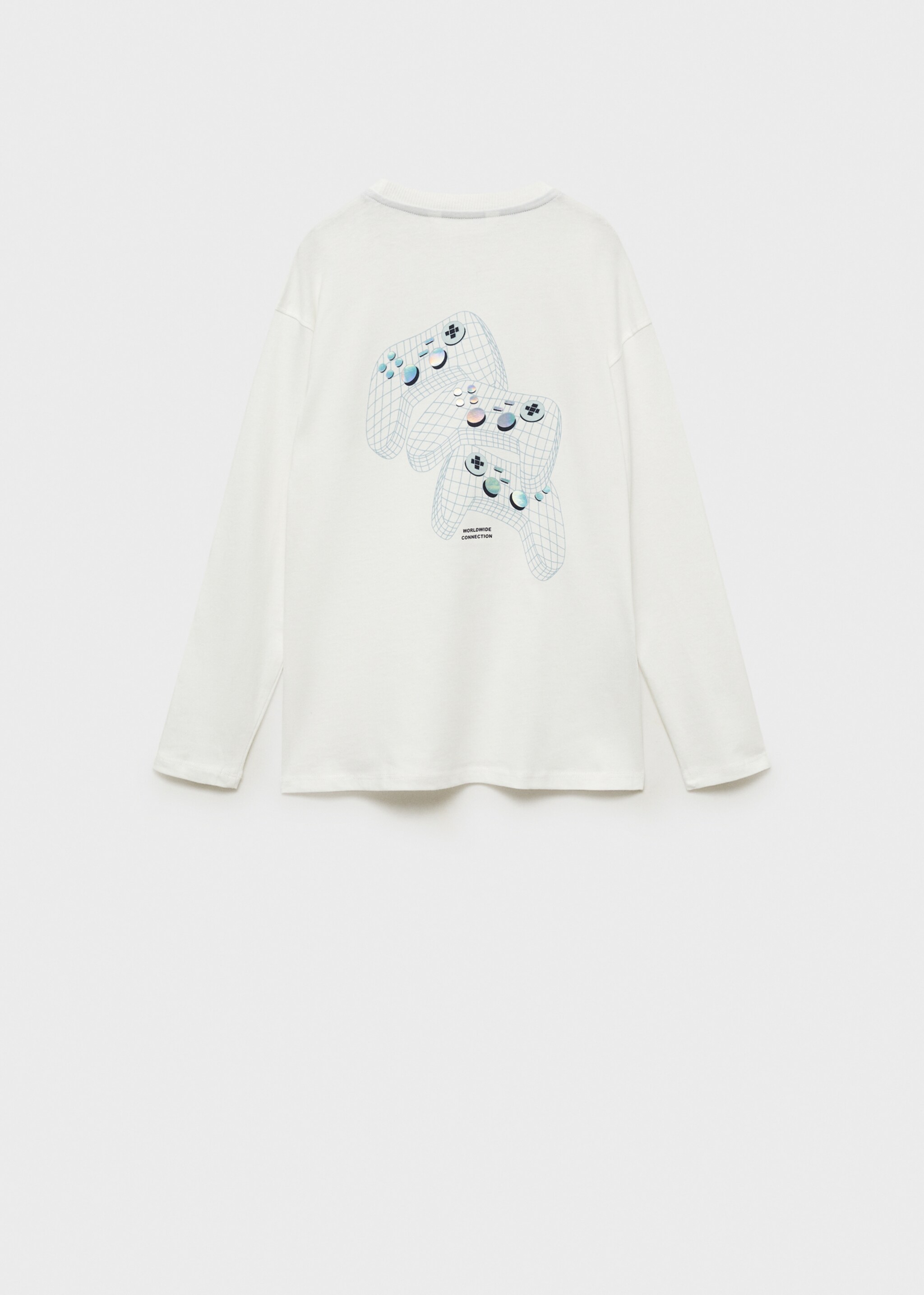 Printed long sleeve t-shirt - Reverse of the article, Off White. Ref: 87010638-00.