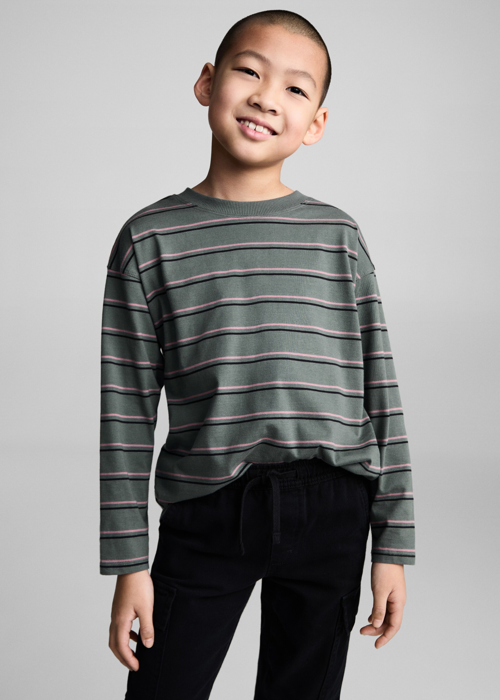 Striped oversized t-shirt - Medium plane, Green. Ref: 87010640-00.