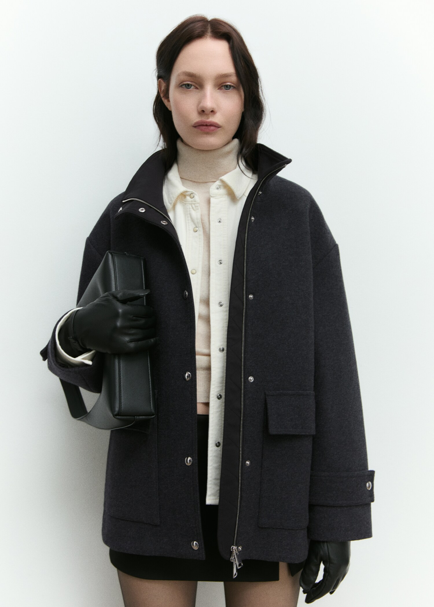 High neck midi wool coat - Details of the article 6