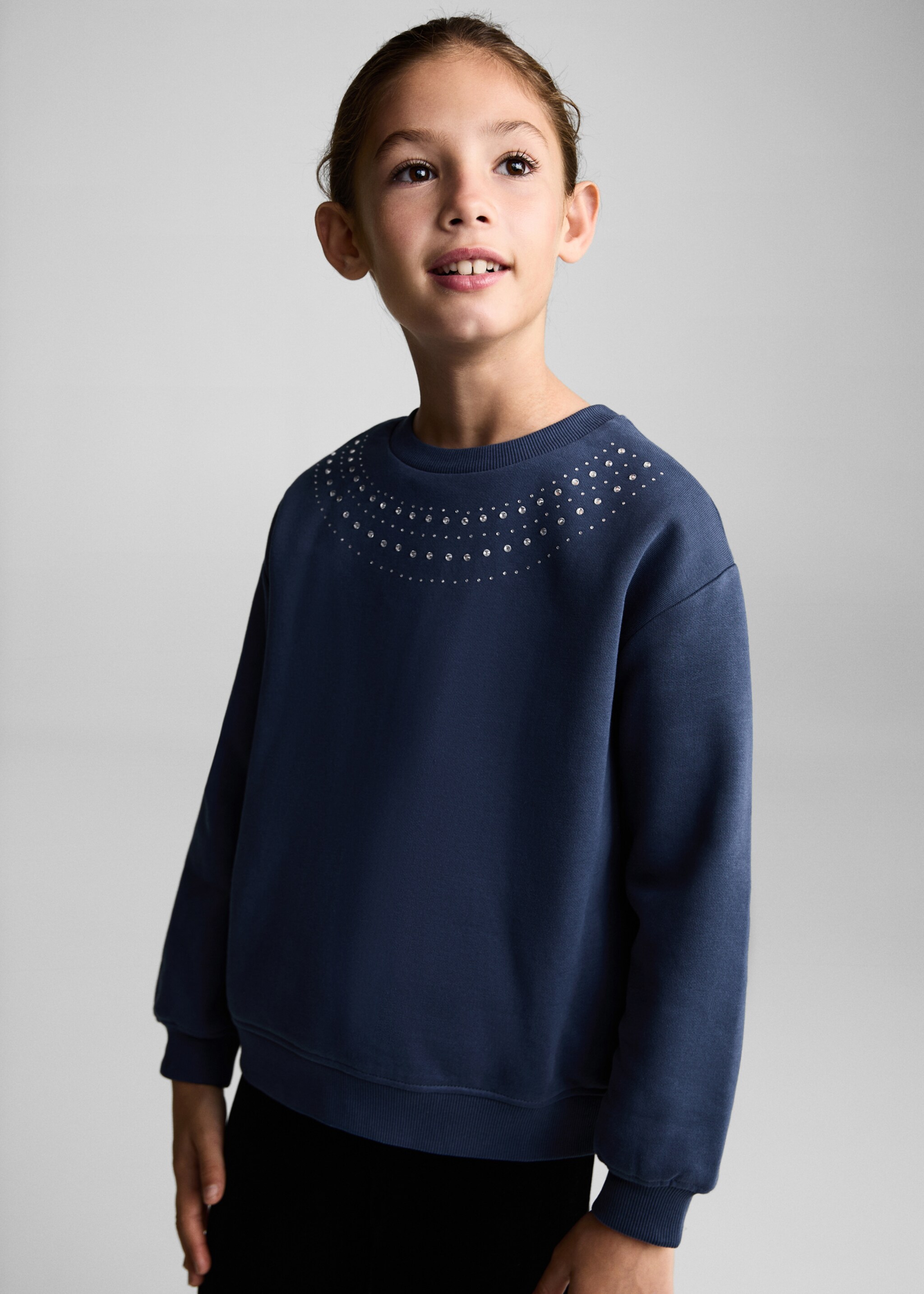 Bead detail sweatshirt - Medium plane, Dark Navy. Ref: 87010645-00.