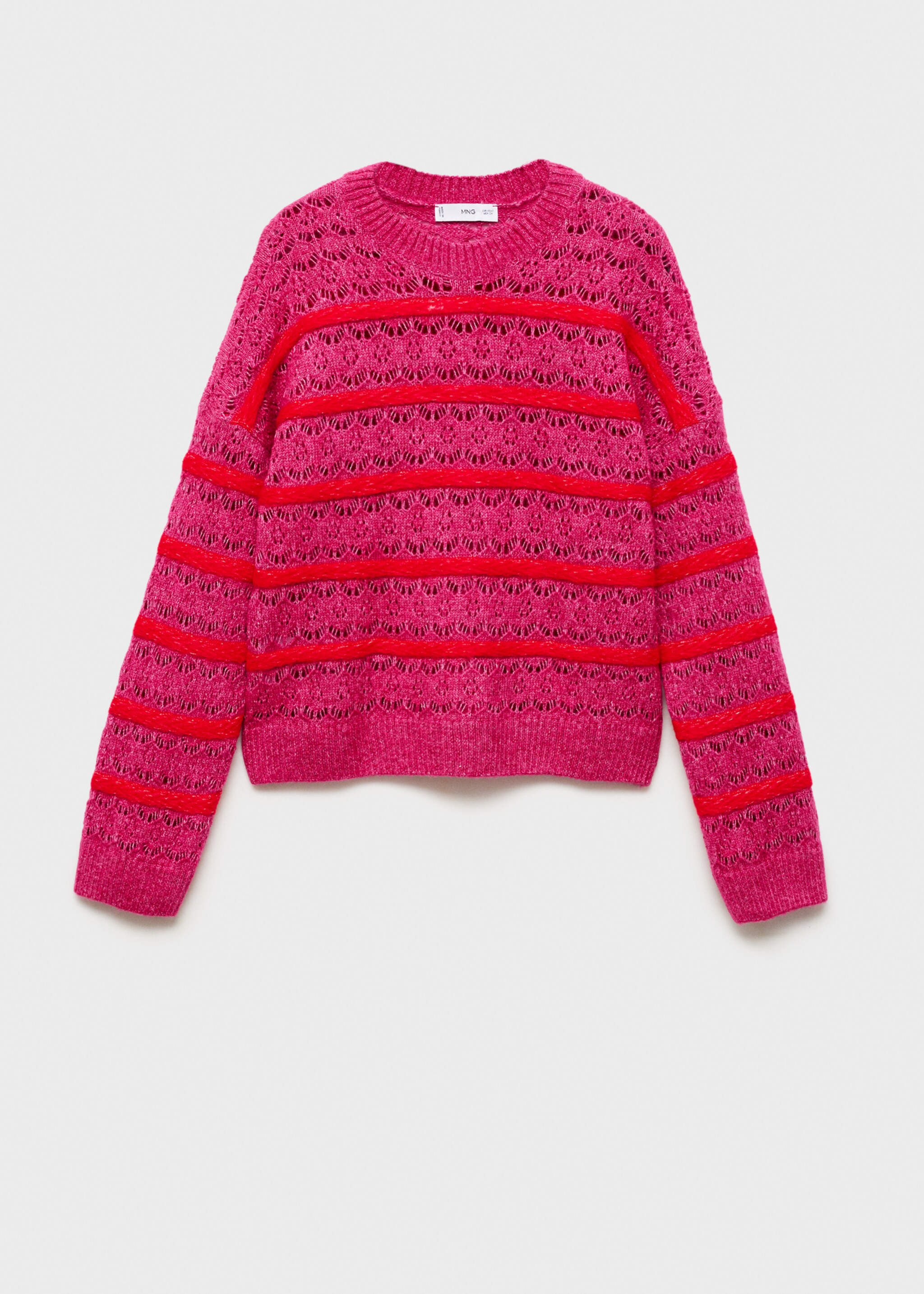 Tweekleurige ajour trui - Artikel zonder model, Pastelroze. Ref: 87010652-00.