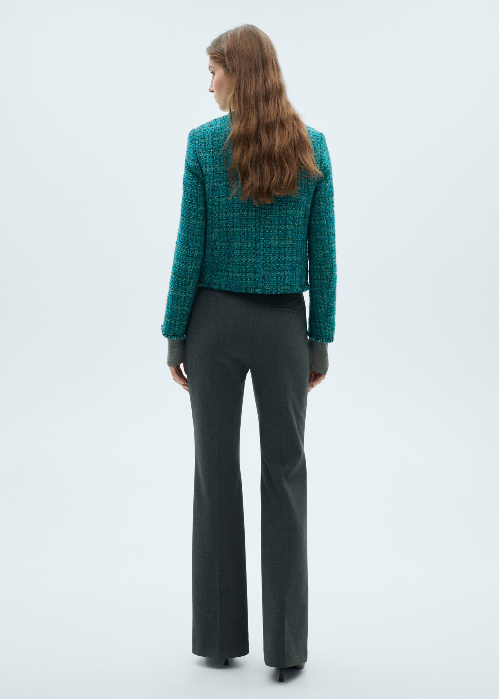 Pocket tweed jacket - Reverse of the article, Petrol Blue. Ref: 87010655-00.