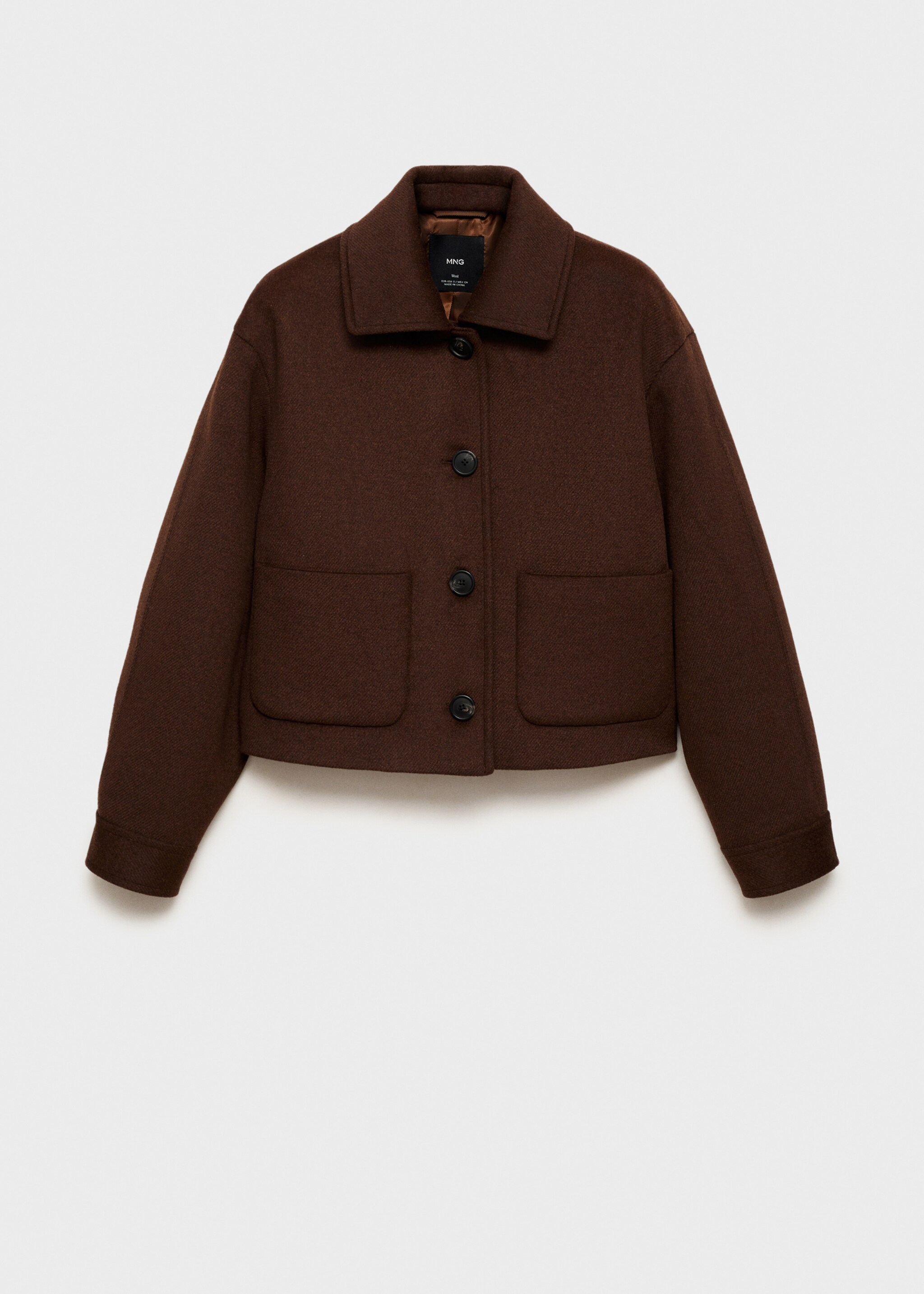 Wool jacket with pockets - Article without model, Brown. Ref: 87010656-00.