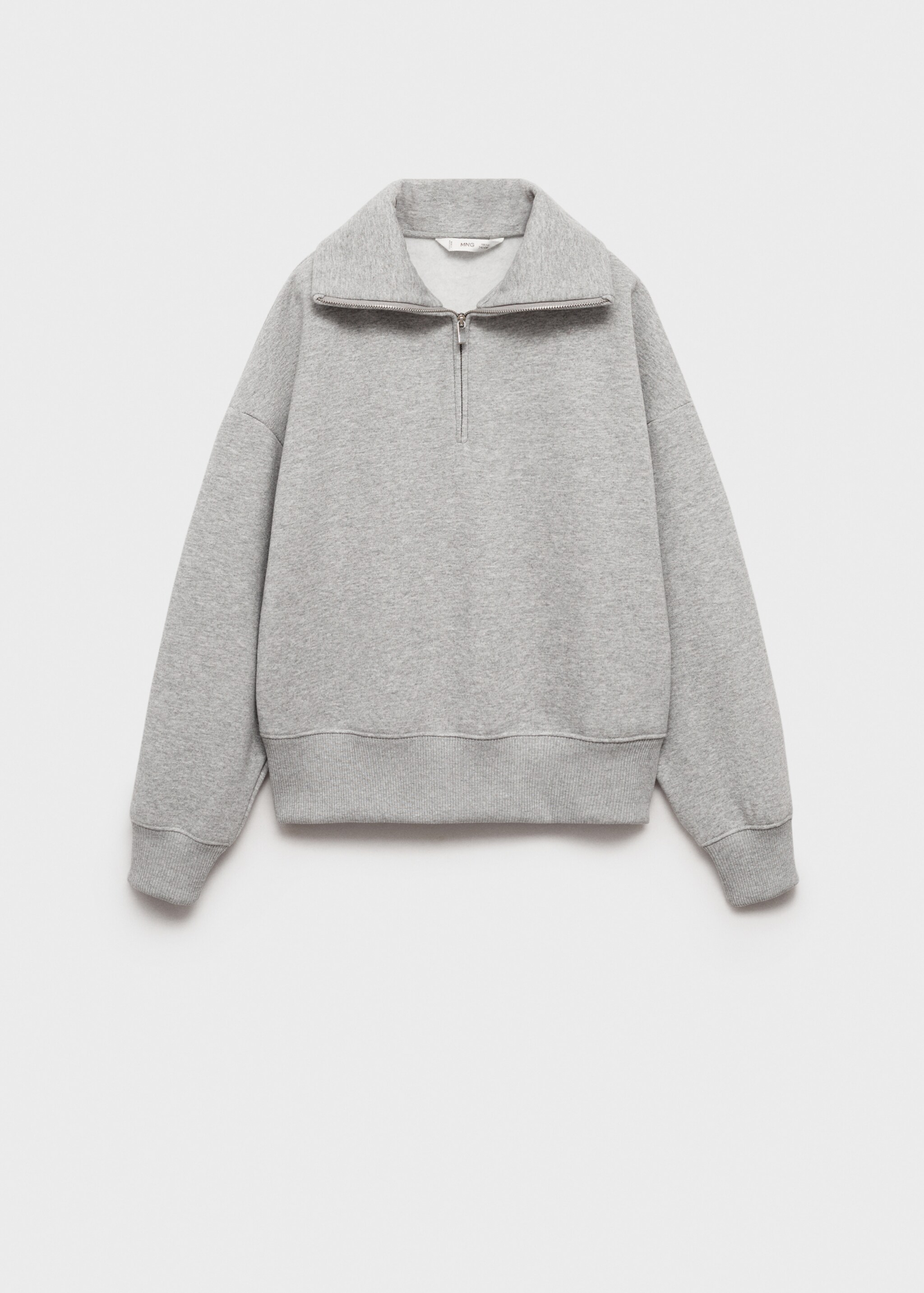 Rollkragen-Sweatshirt mit Reißverschluss - Artikel ohne Model, Mittelgrau meliert. Ref: 87010657-00.