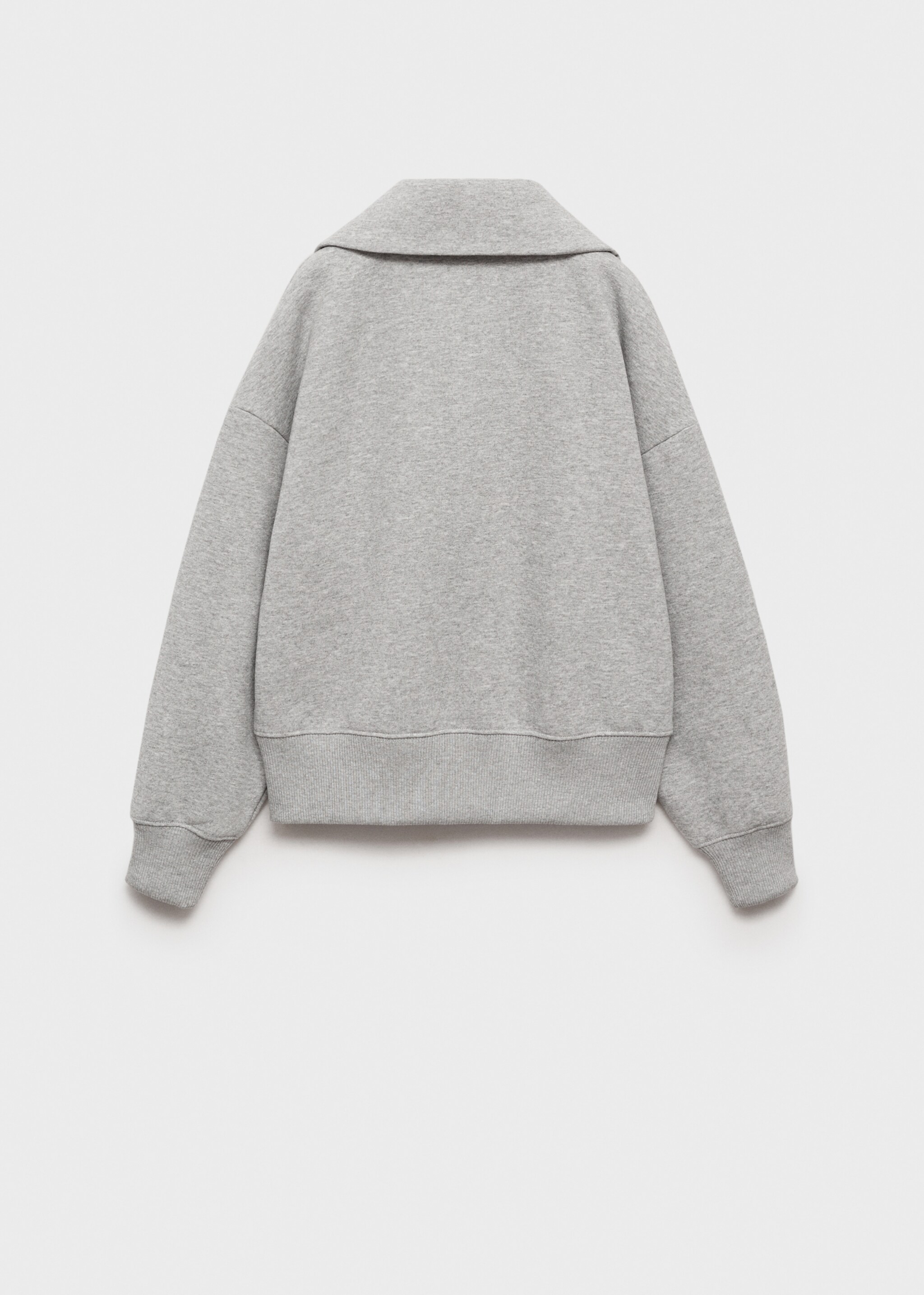 Rollkragen-Sweatshirt mit Reißverschluss - Rückseite des Artikels, Mittelgrau meliert. Ref: 87010657-00.