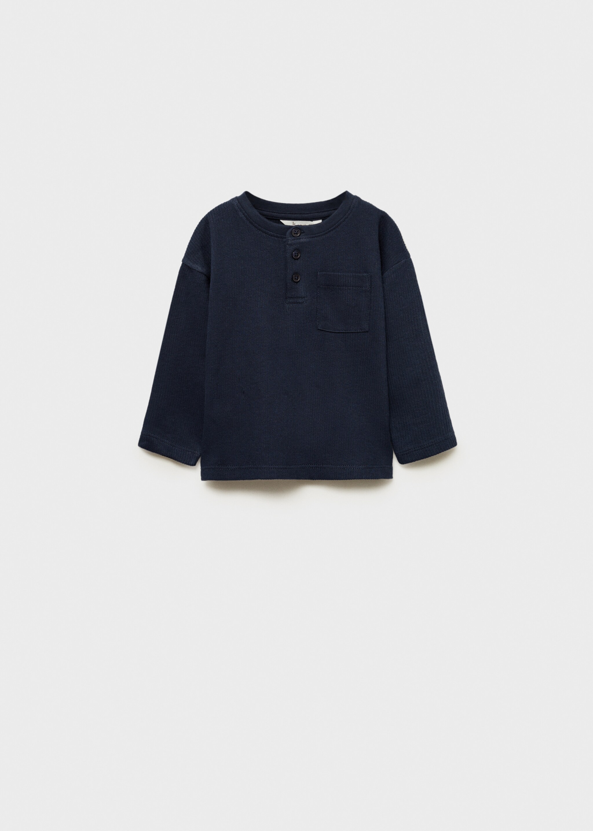 Langärmliges T-Shirt mit Knöpfen - Artikel ohne Model, Dunkles Marineblau. Ref: 87011049-00.