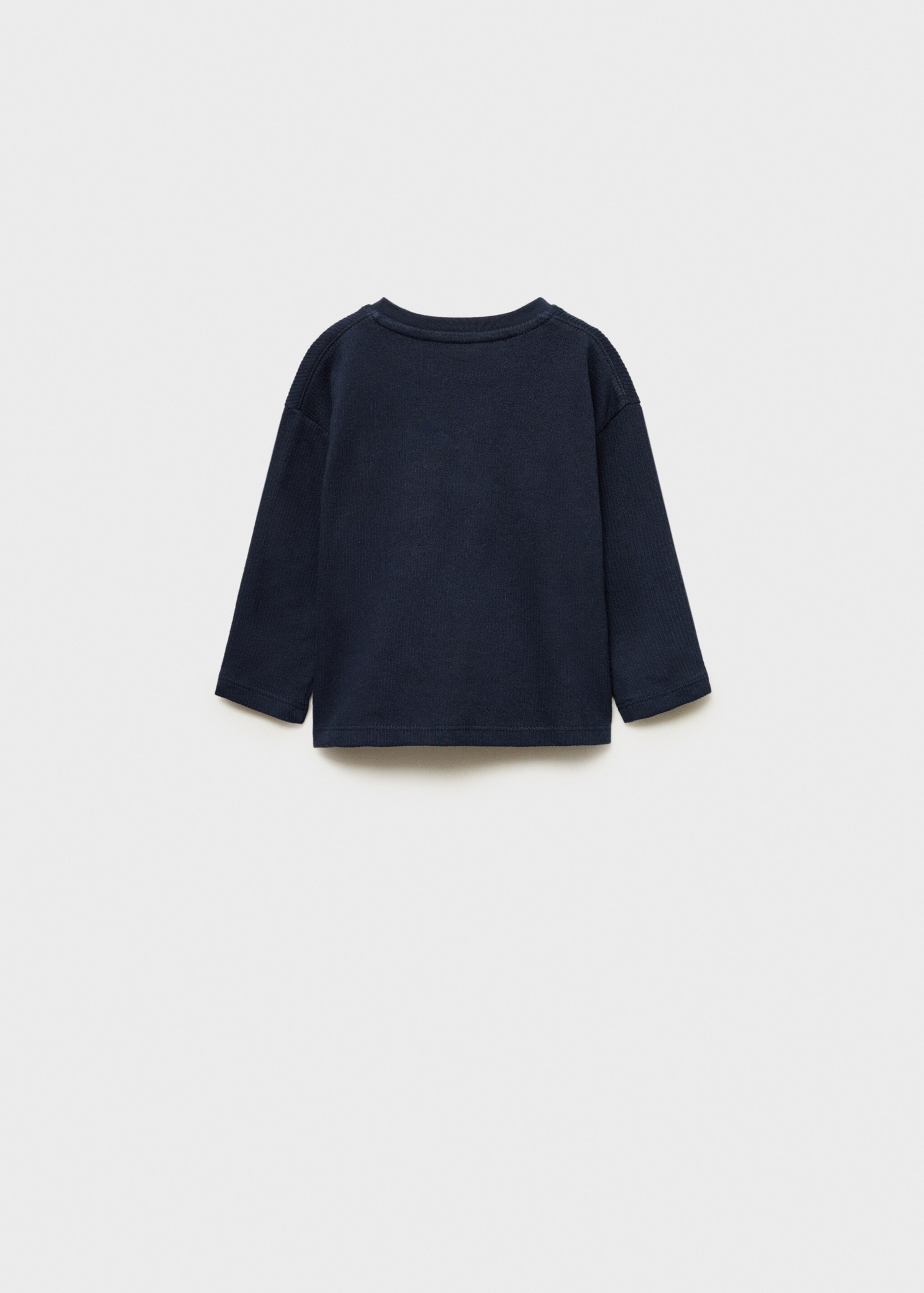 Langärmliges T-Shirt mit Knöpfen - Rückseite des Artikels, Dunkles Marineblau. Ref: 87011049-00.