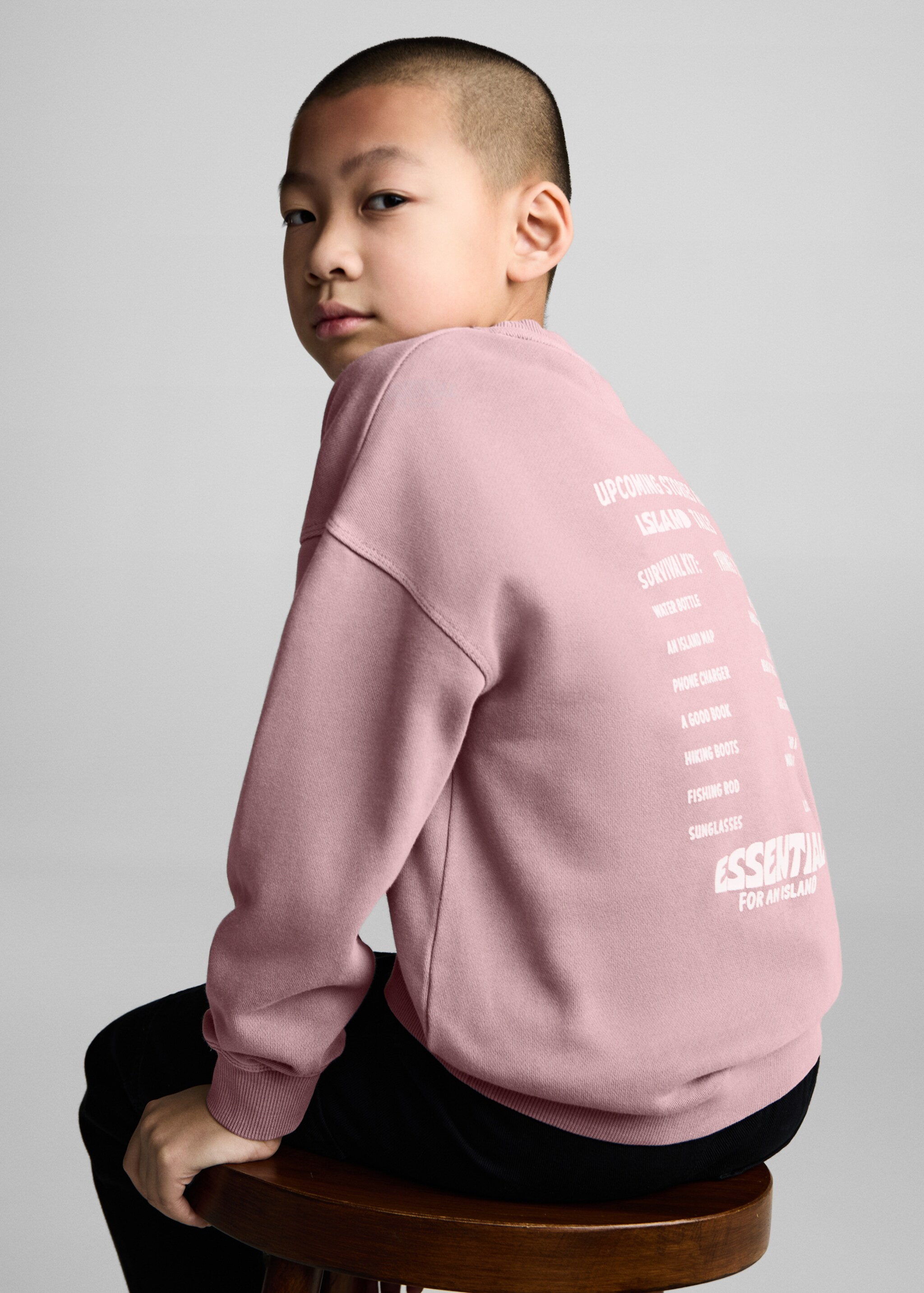 Message cotton sweatshirt - Details of the article 2, Light/Pastel Purple. Ref: 87011052-00.