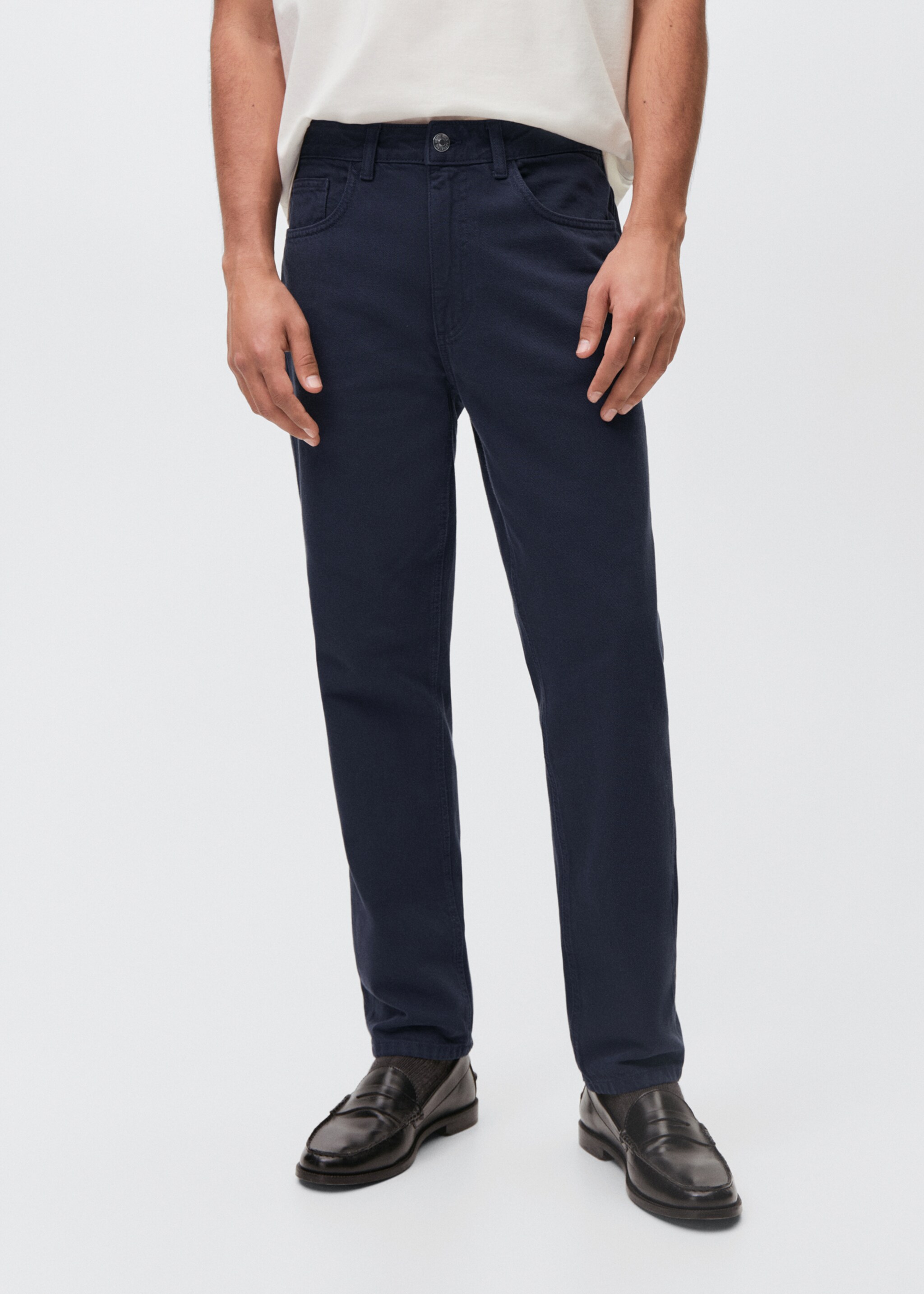 Slim Fit-Jeans - Mittlere Ansicht, Dunkles Marineblau. Ref: 87011053-00.