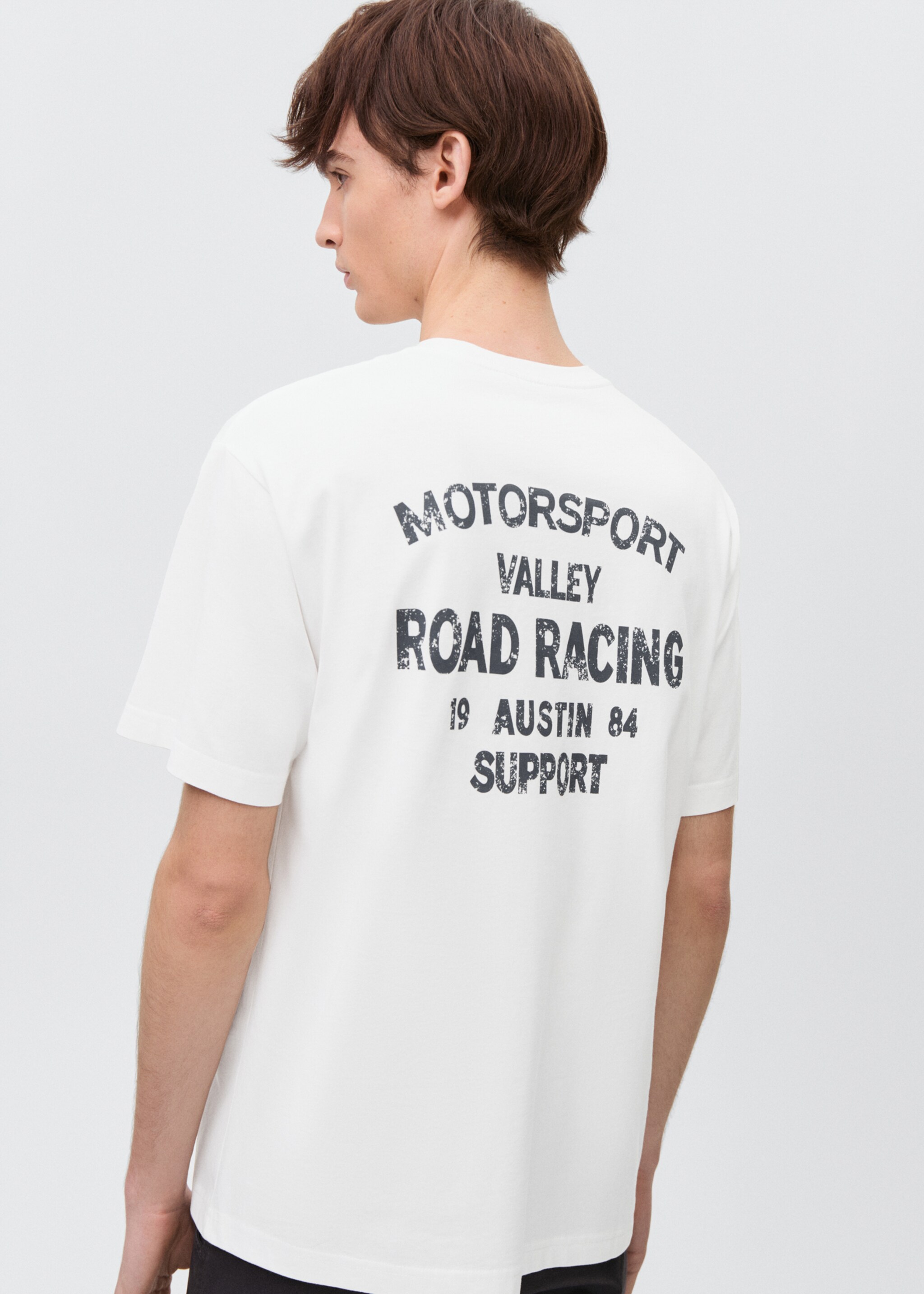 T-shirt coton imprimé - Verso de l’article, Blanc cassé. Ref: 87011060-00.