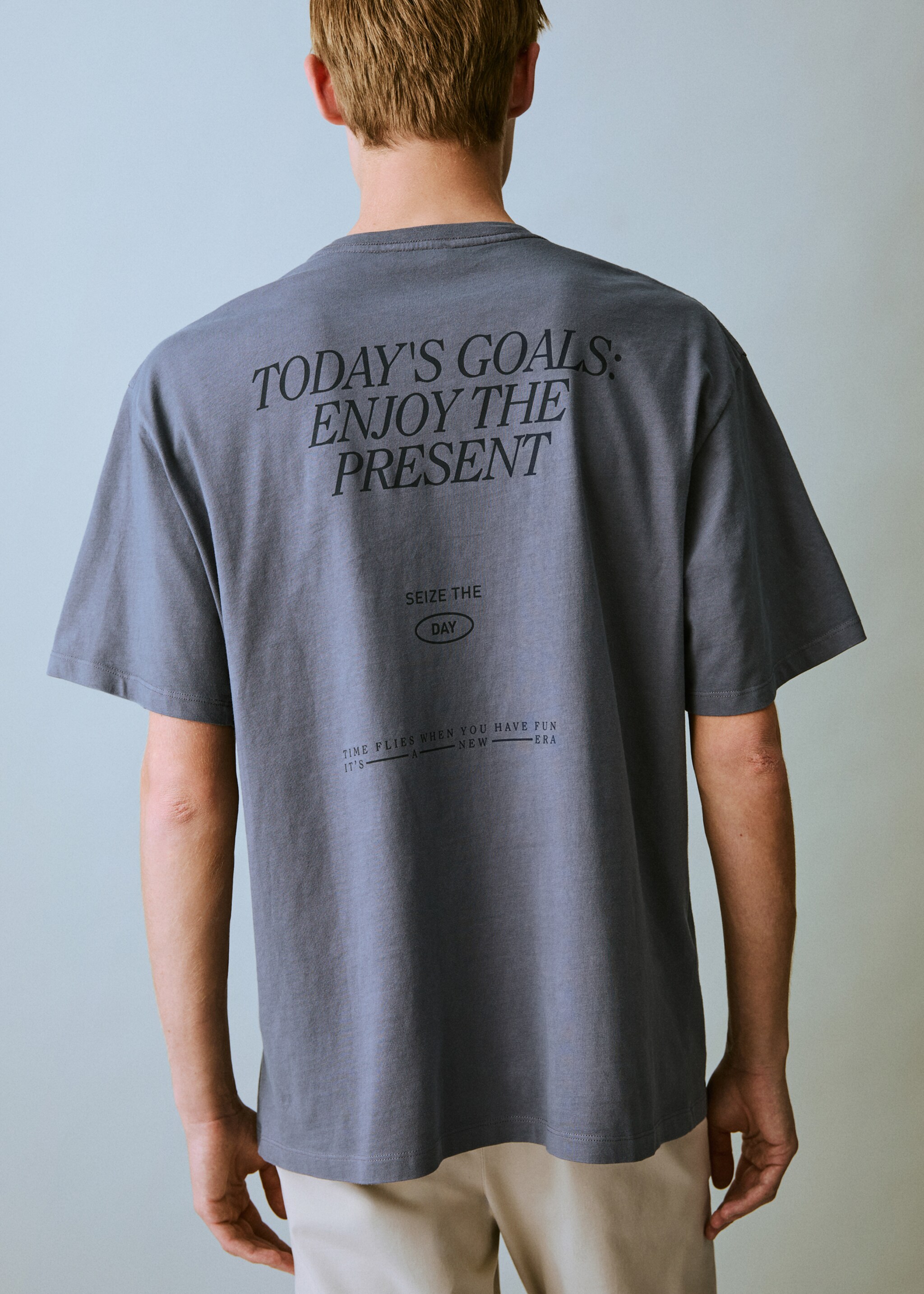 Samarreta cotó estampada - Revers de l'article, Blau. Ref: 87011061-00.