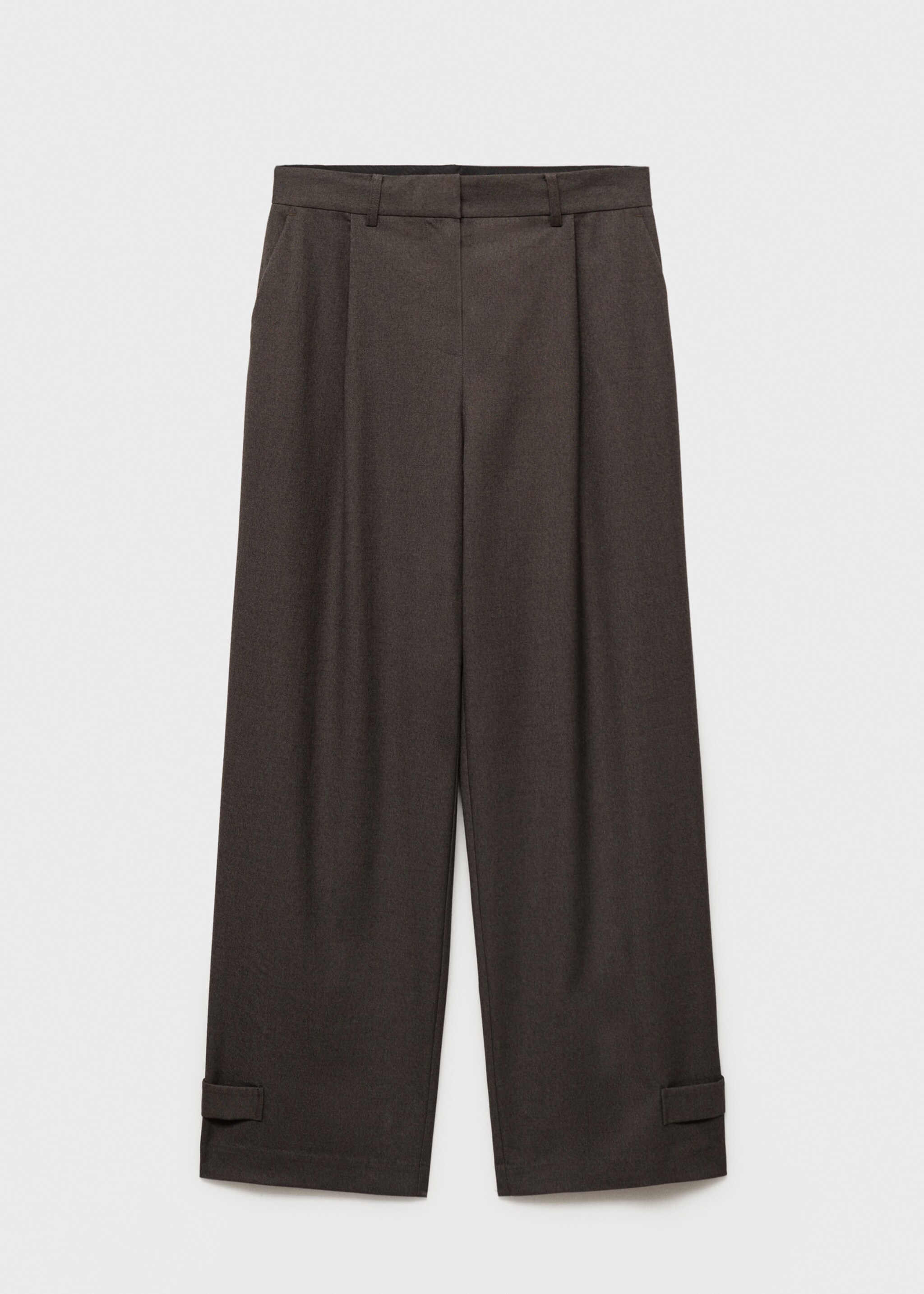 Buttoned-hem wide leg trousers - Article without model, Brown. Ref: 87011515-00.