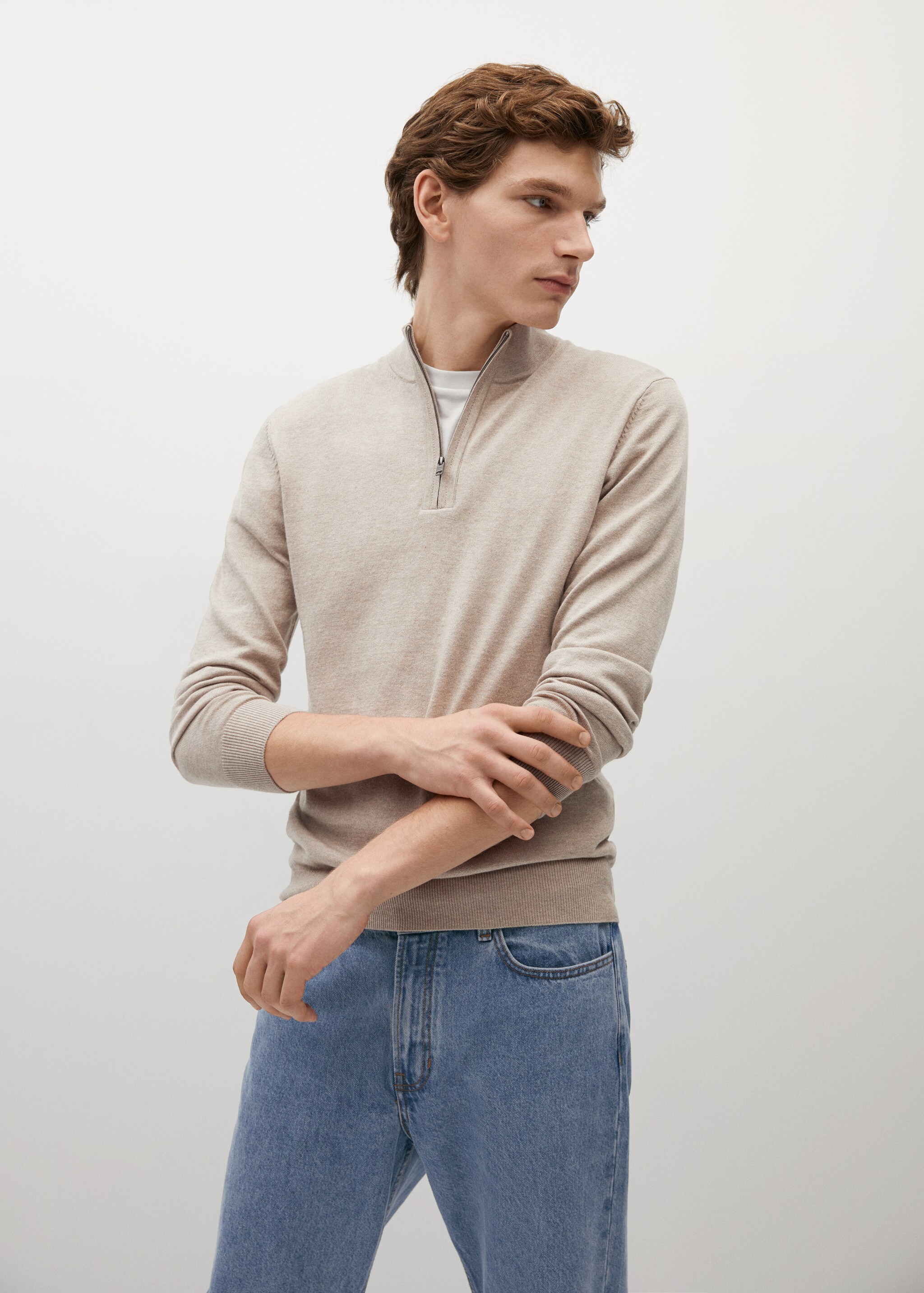 Jersey algodón cashmere cremallera - Plano medio