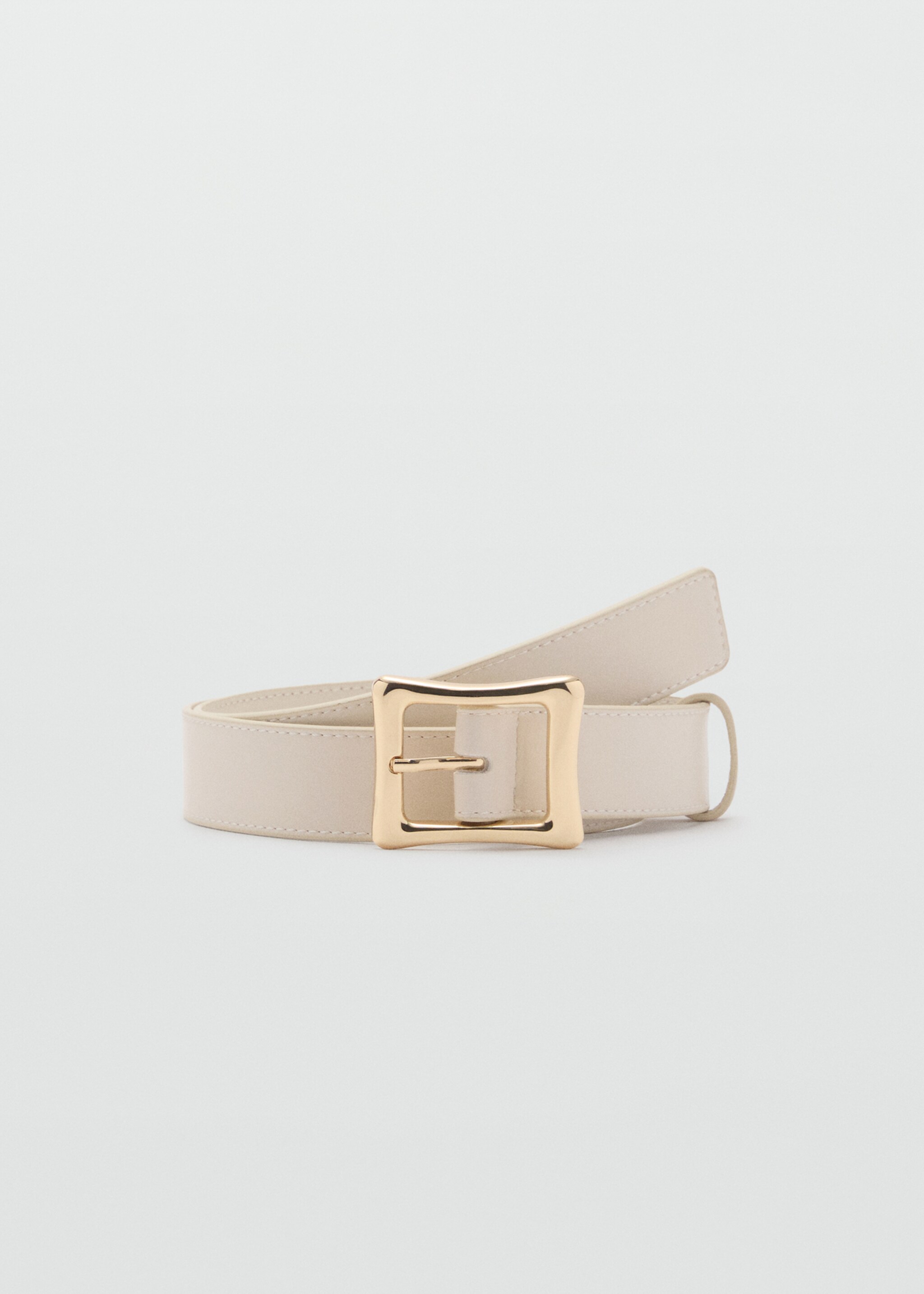 Square buckle belt - Article without model, Ecru. Ref: 87012538-00.