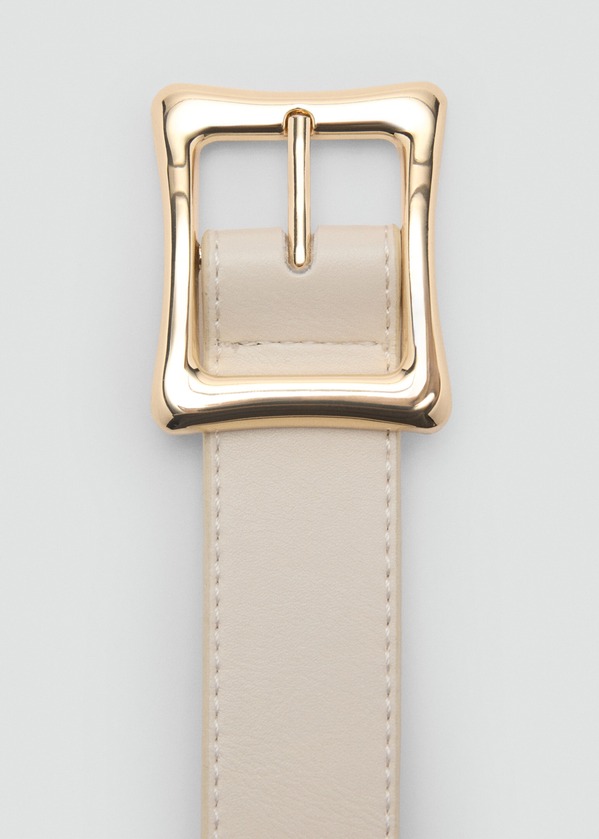 Square buckle belt - Details of the article 1, Ecru. Ref: 87012538-00.