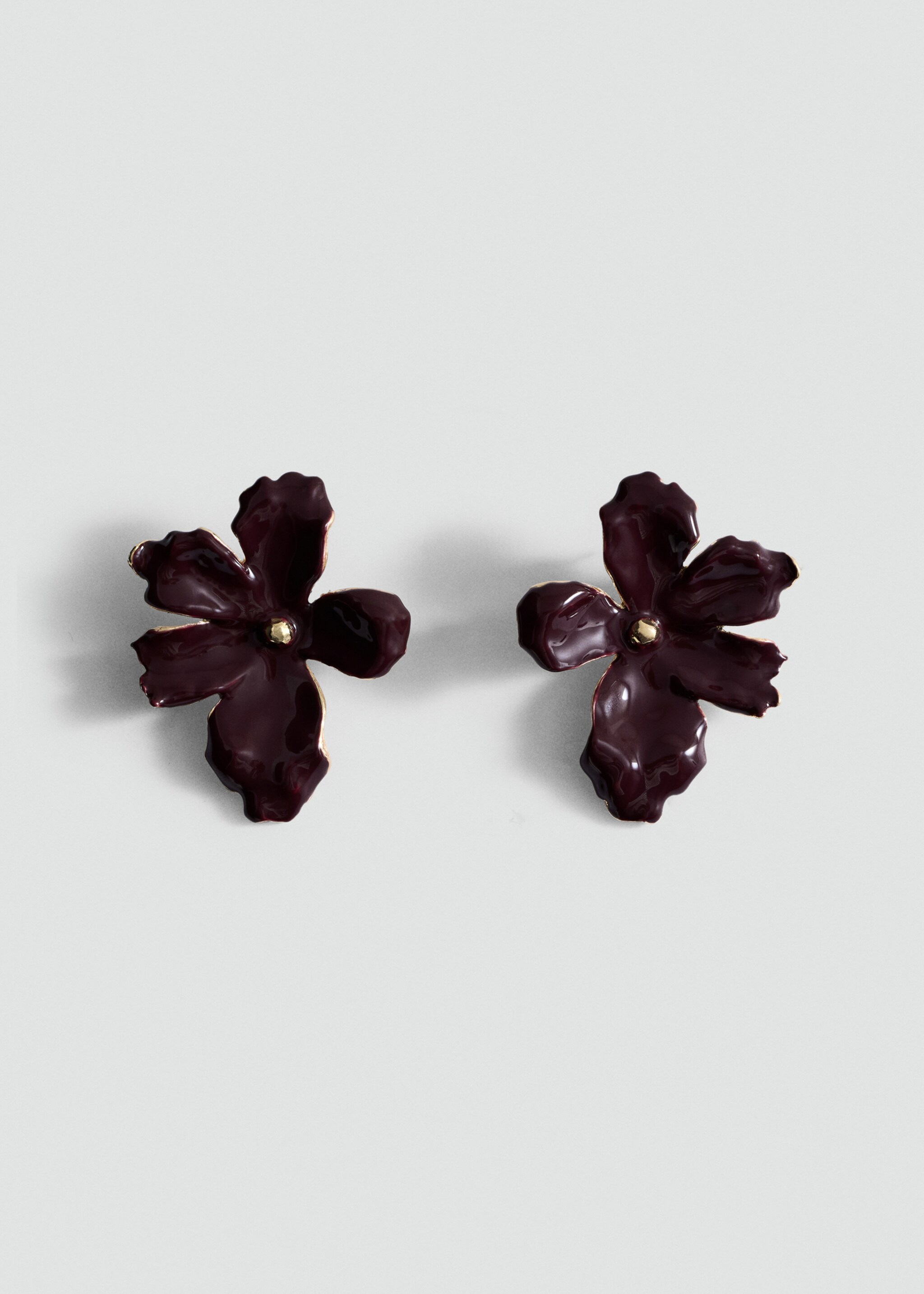 Floral earrings - Article without model, Maroon. Ref: 87012544-00.