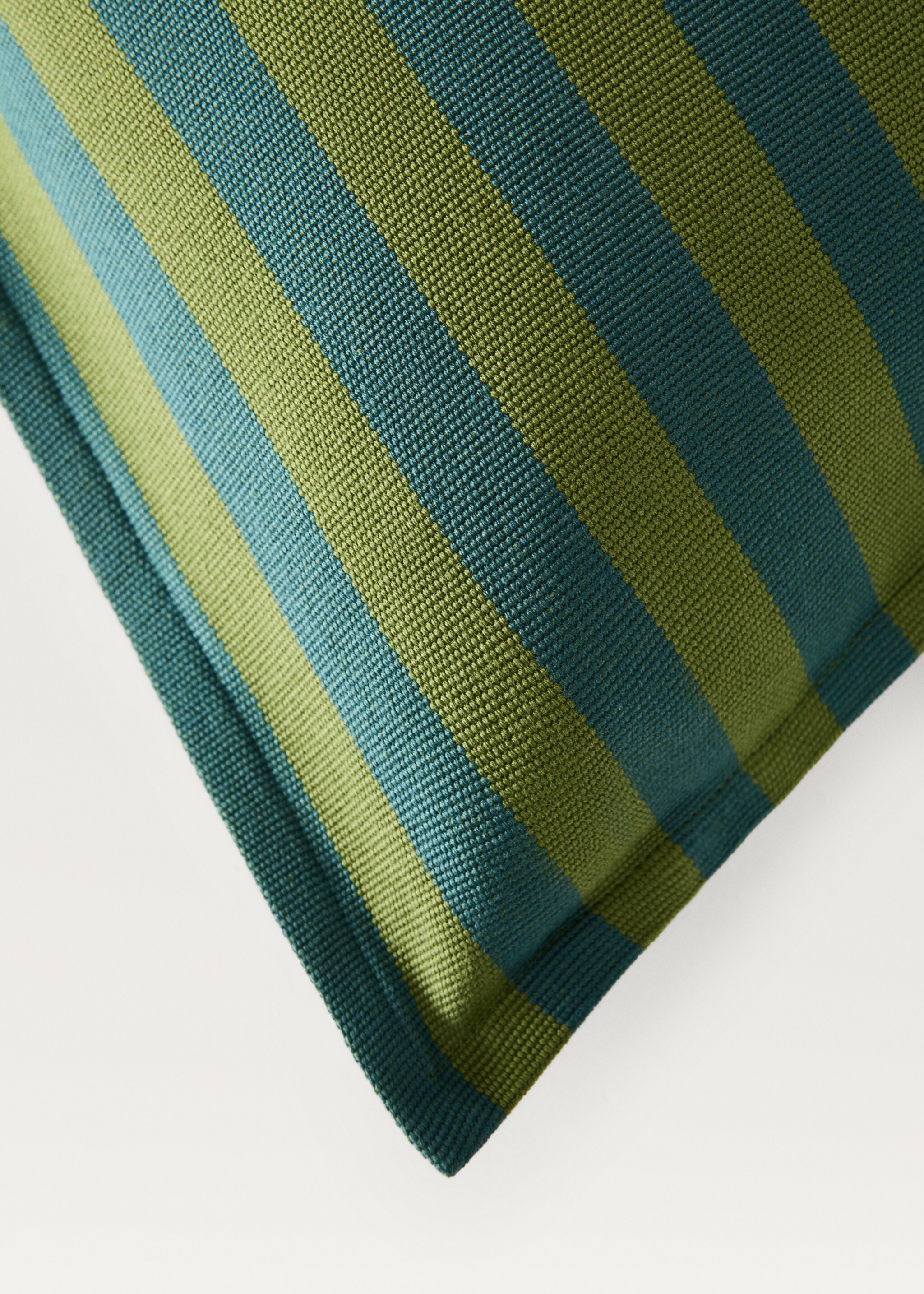 Cotton cushion cover with woven stripe, 50x50cm - Details of the article 1, Emerald Green. Ref: 87012897-00.