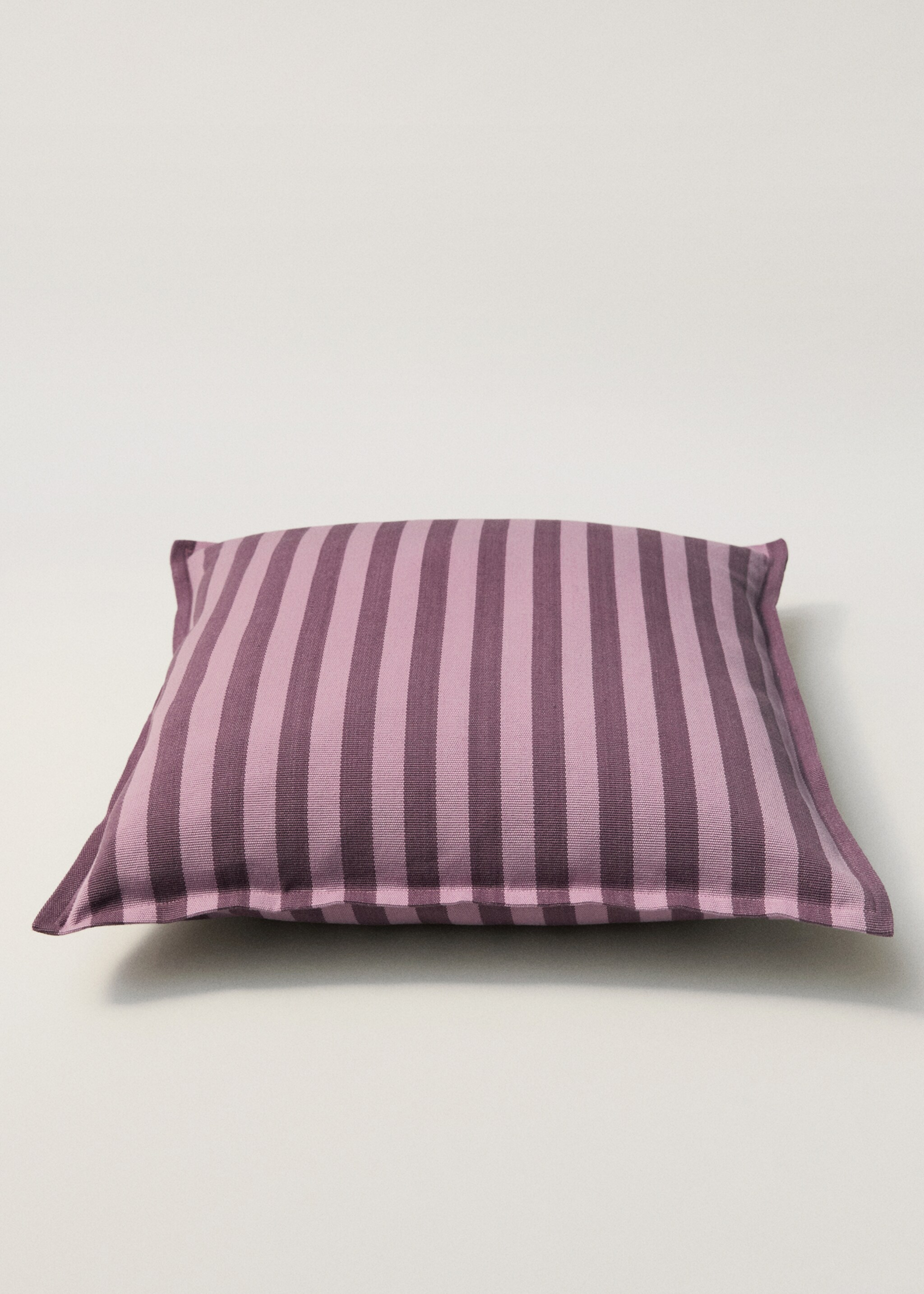 Cotton cushion cover with woven stripe, 50x50cm - Details of the article 8, Medium Pink. Ref: 87012897-00.