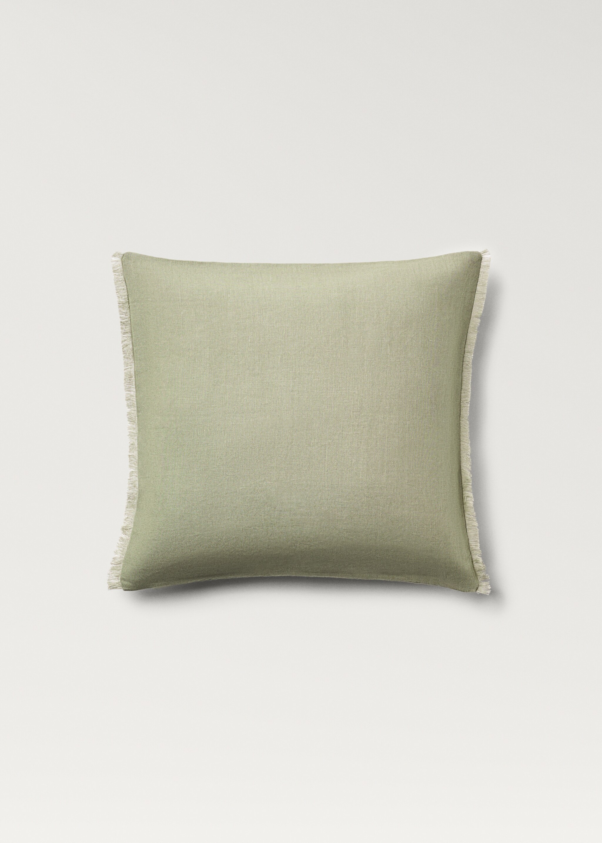Linen cushion cover with fringes 50x50 cm - Article without model, Mint Green. Ref: 87012899-00.