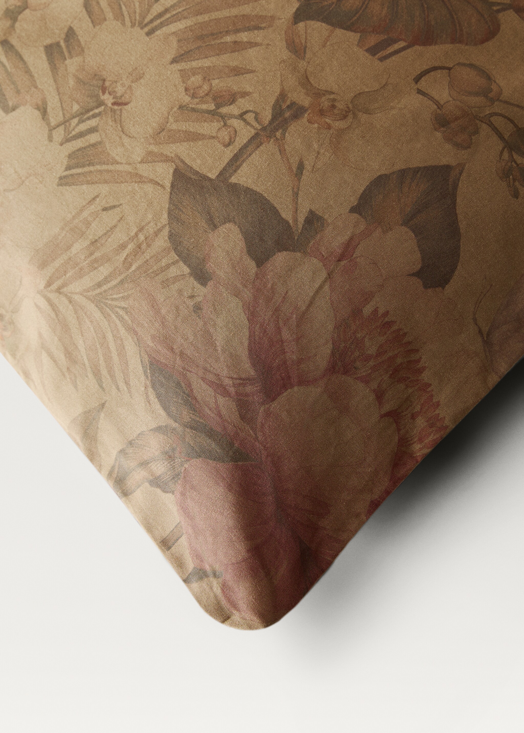 Povlak na přikrývku z bavlněného perkálu s barevným květinovým potiskem, na postel 150/160 cm - Detail zboží 3, Khaki. Ref: 87012916-00.