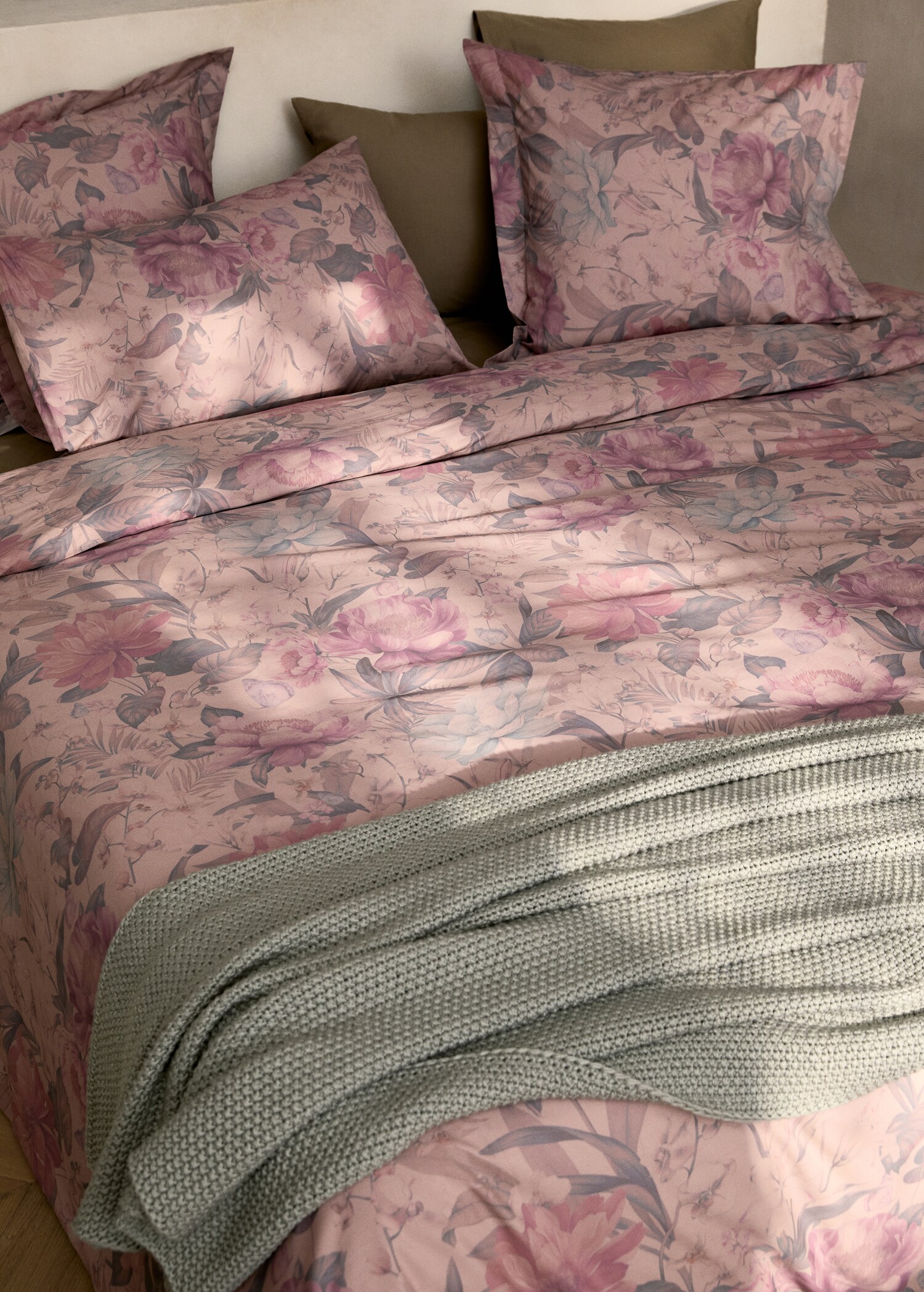 Percale cotton multi-coloured floral-print duvet cover Superking bed - Details of the article 7