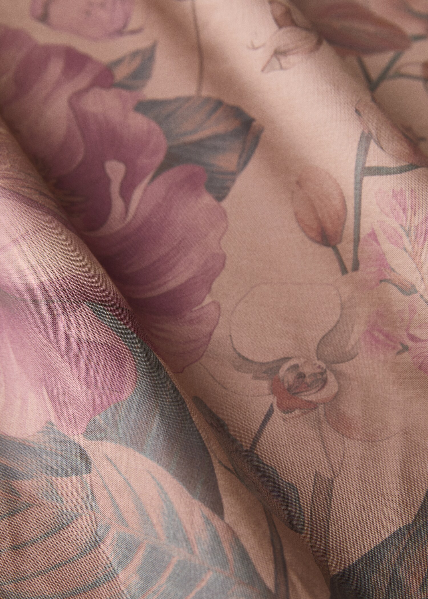 Cotton percale multi-coloured floral-print top sheet for 135/140cm bed - Details of the article 3