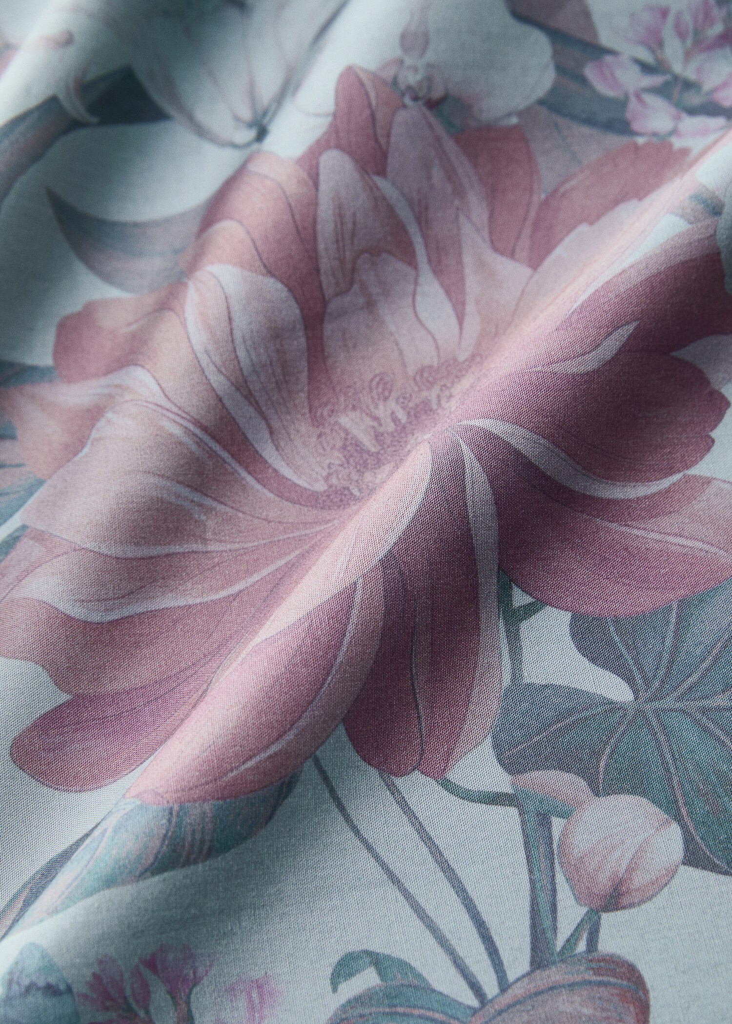 Cotton percale multi-coloured floral-print top sheet for 180/200cm bed - Details of the article 3
