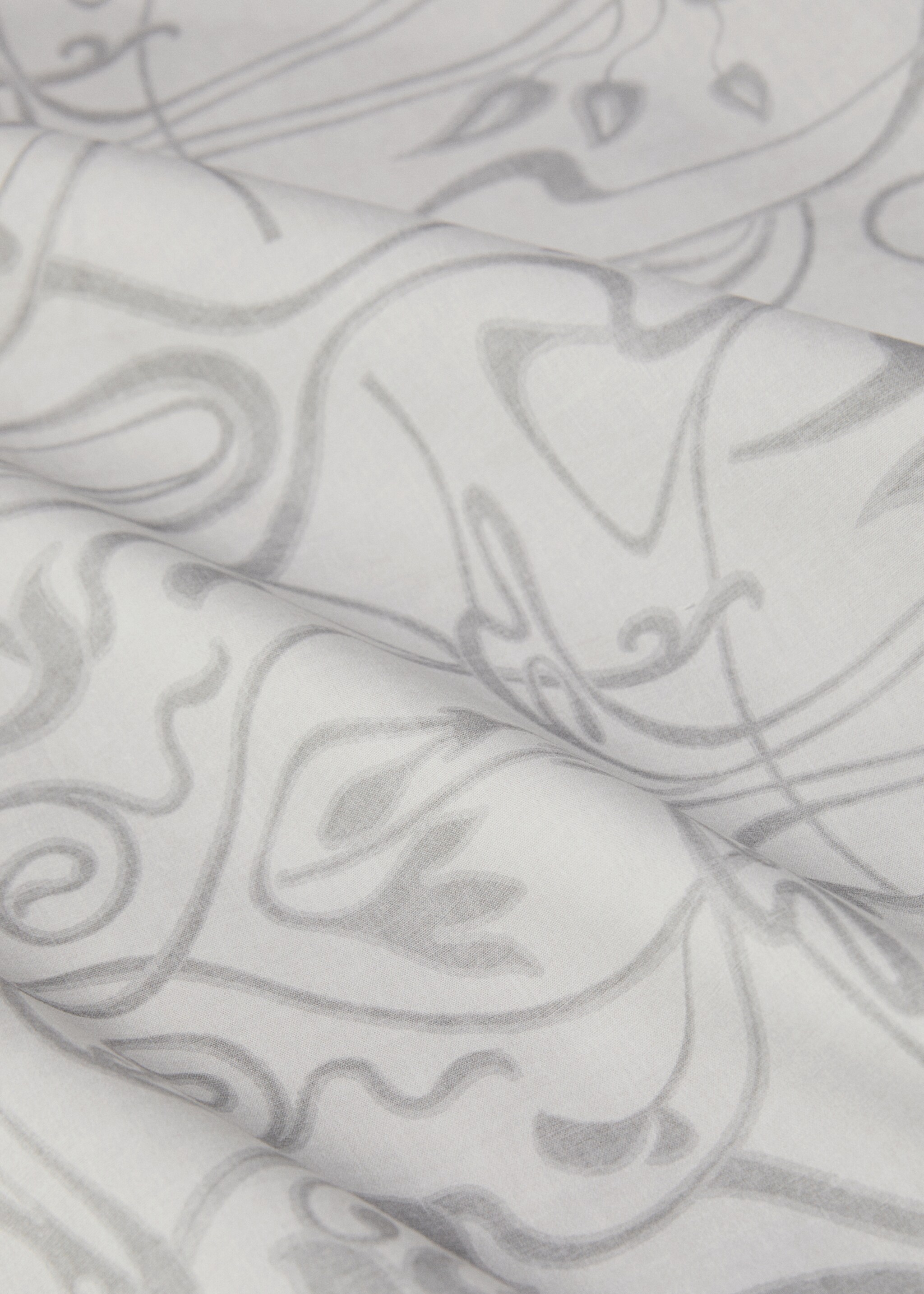 Percale cotton top sheet with ornamental print for 90 cm bed - Details of the article 3, Light/Pastel Grey. Ref: 87012940-00.
