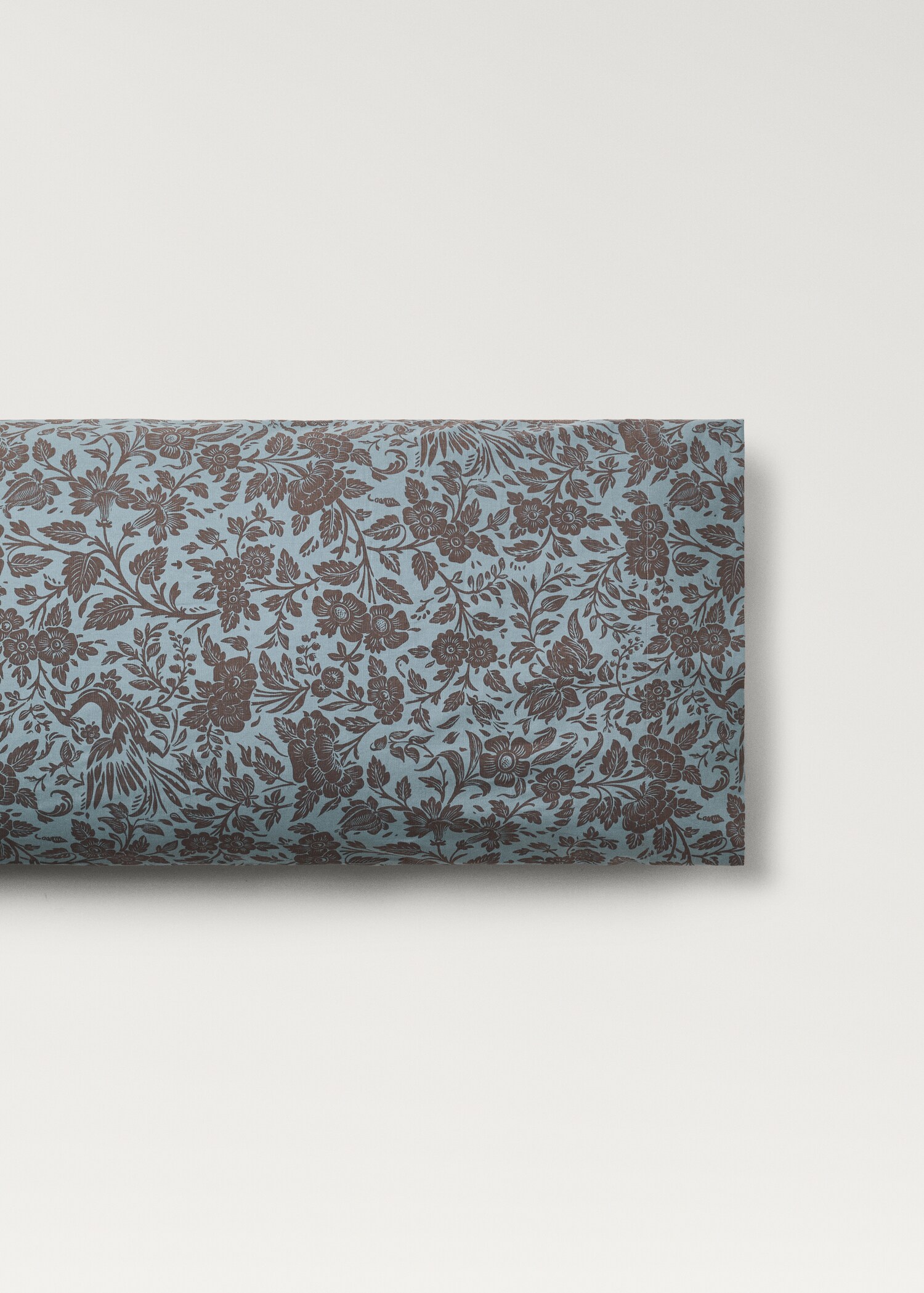 Cotton percale printed two-tone floral pillowcase, 45x110 cm - Article without model
