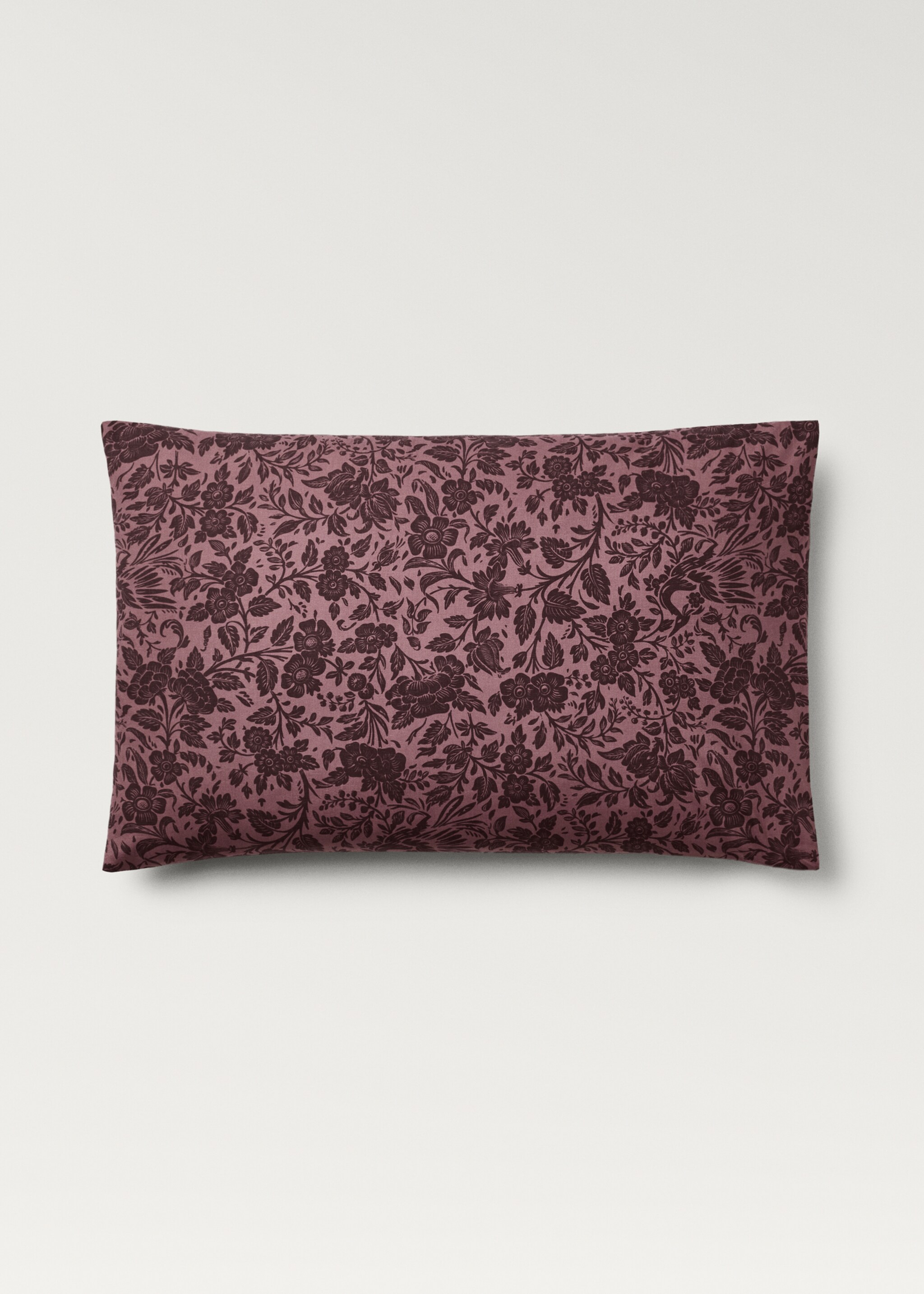 Two cotton percale two-tone floral-print pillowcases 50x75 cm - Article without model, Pink. Ref: 87012950-00.