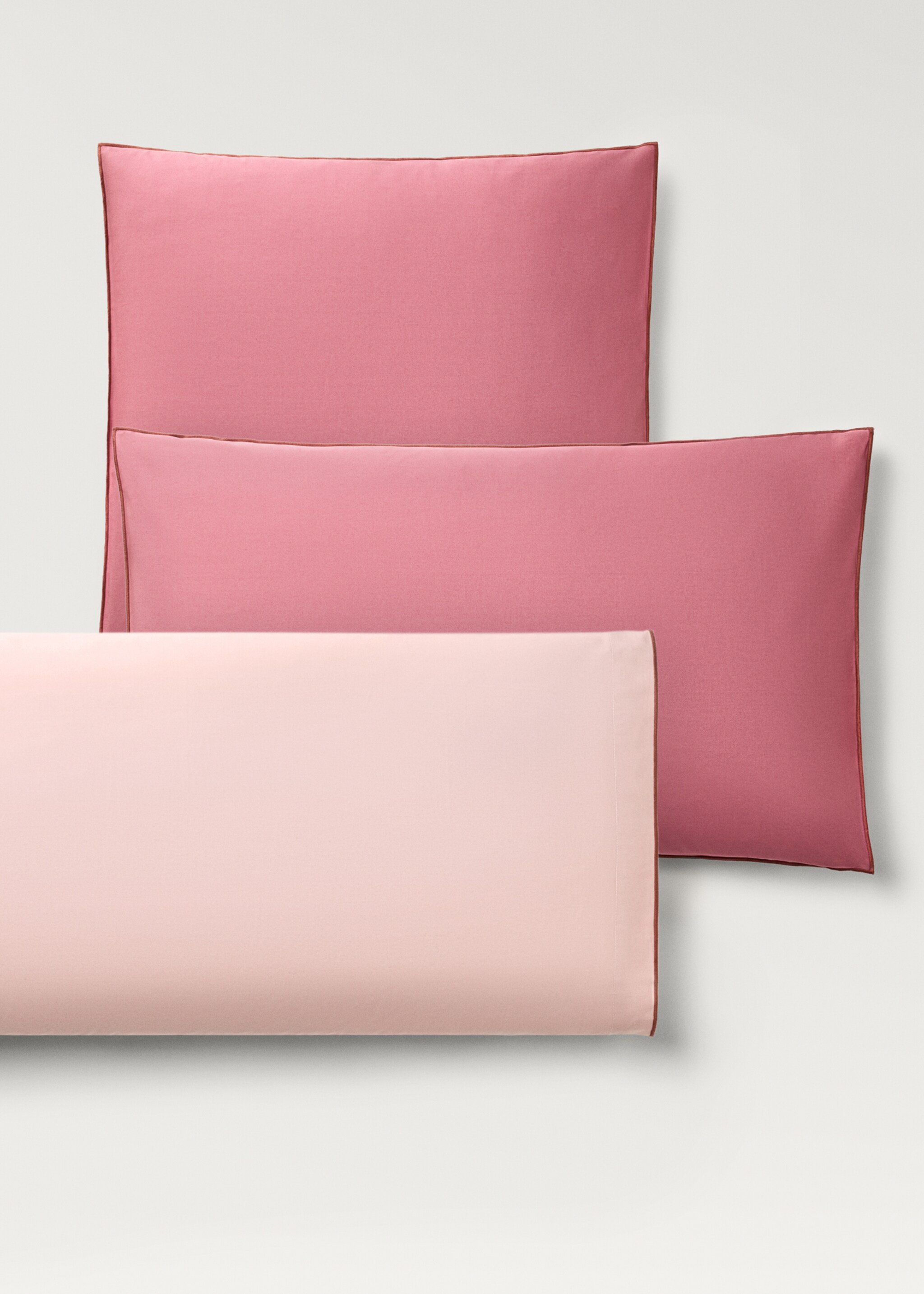 Deux taies d'oreiller en percale de coton réversible 60x60 cm - Détail de l'article 5, Rose. Ref: 87012957-00.