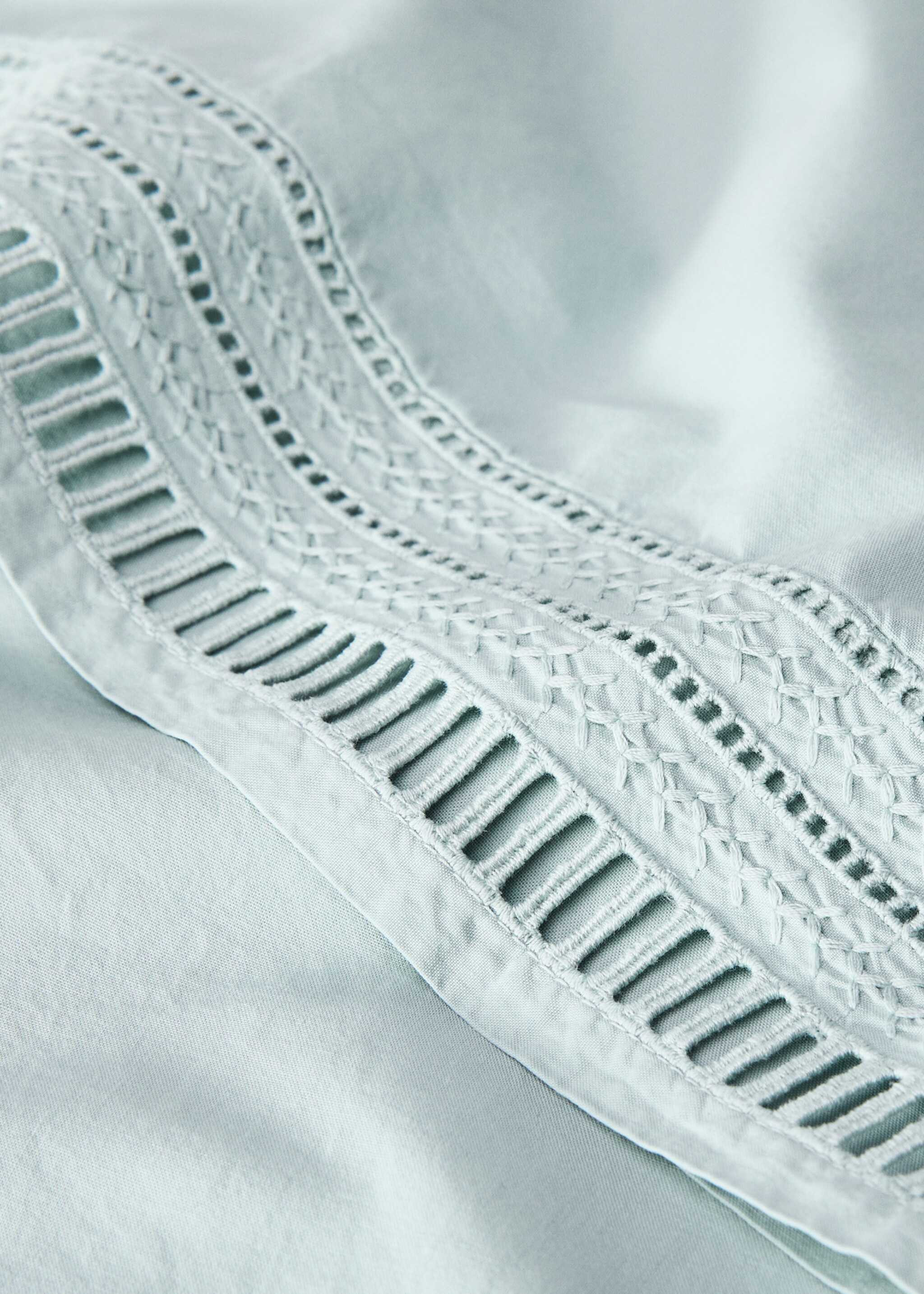 Πανωσέντονο με κεντητό φινίρισμα για κρεβάτι 150/160 εκ - Λεπτομέρεια του προϊόντος 1, Πράσινο Παστέλ. Ref: 87012962-00.